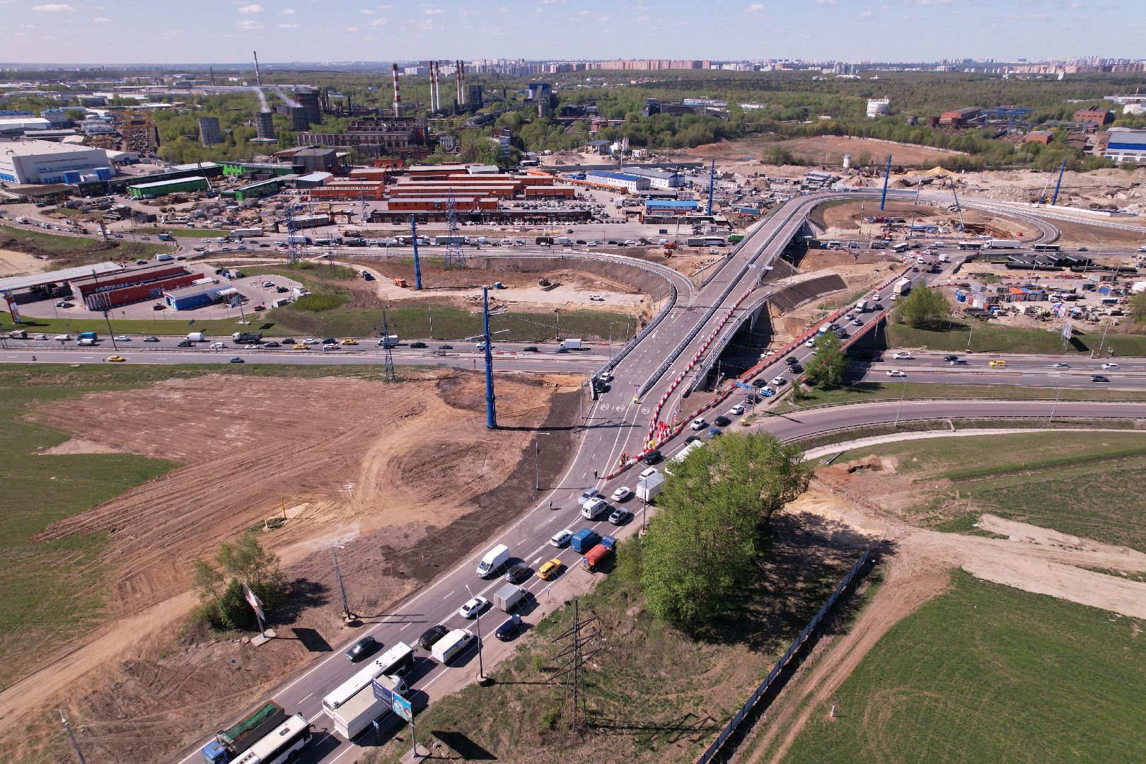 видео с коптера, дороги подмосковья, развязка каширского и володарского шоссе,