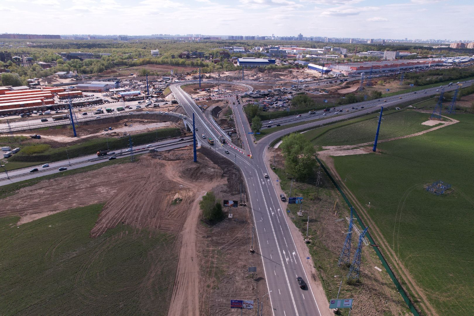 видео с коптера, дороги подмосковья, развязка каширского и володарского шоссе,