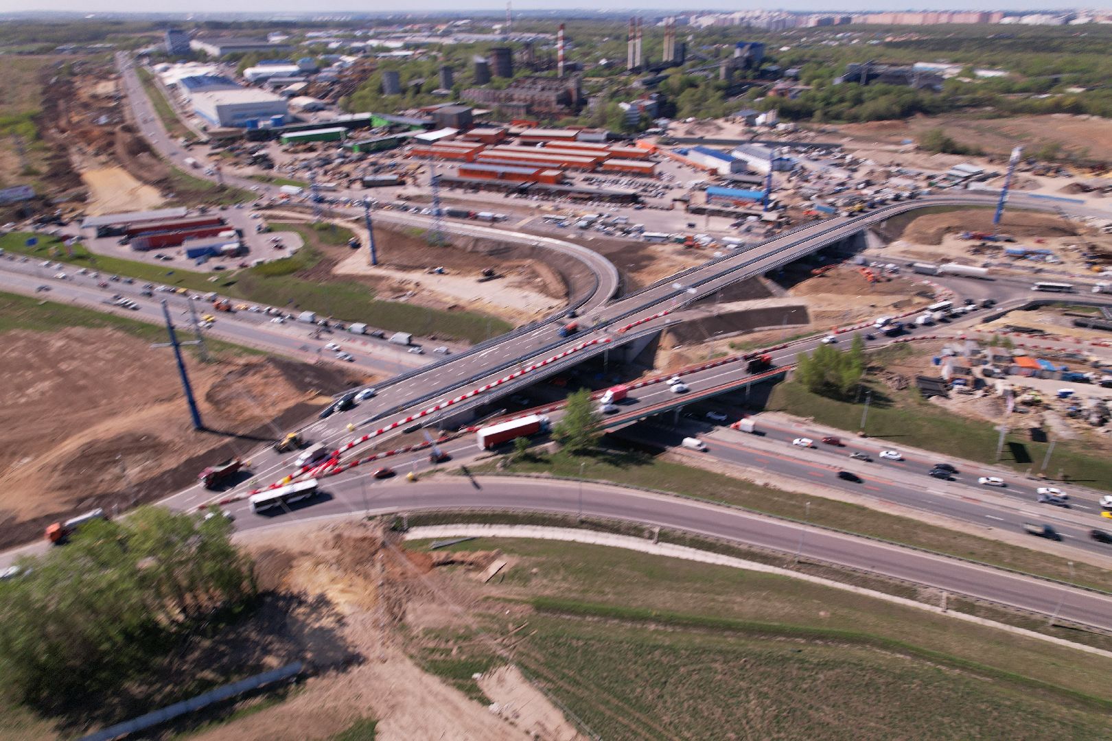видео с коптера, дороги подмосковья, развязка каширского и володарского шоссе,