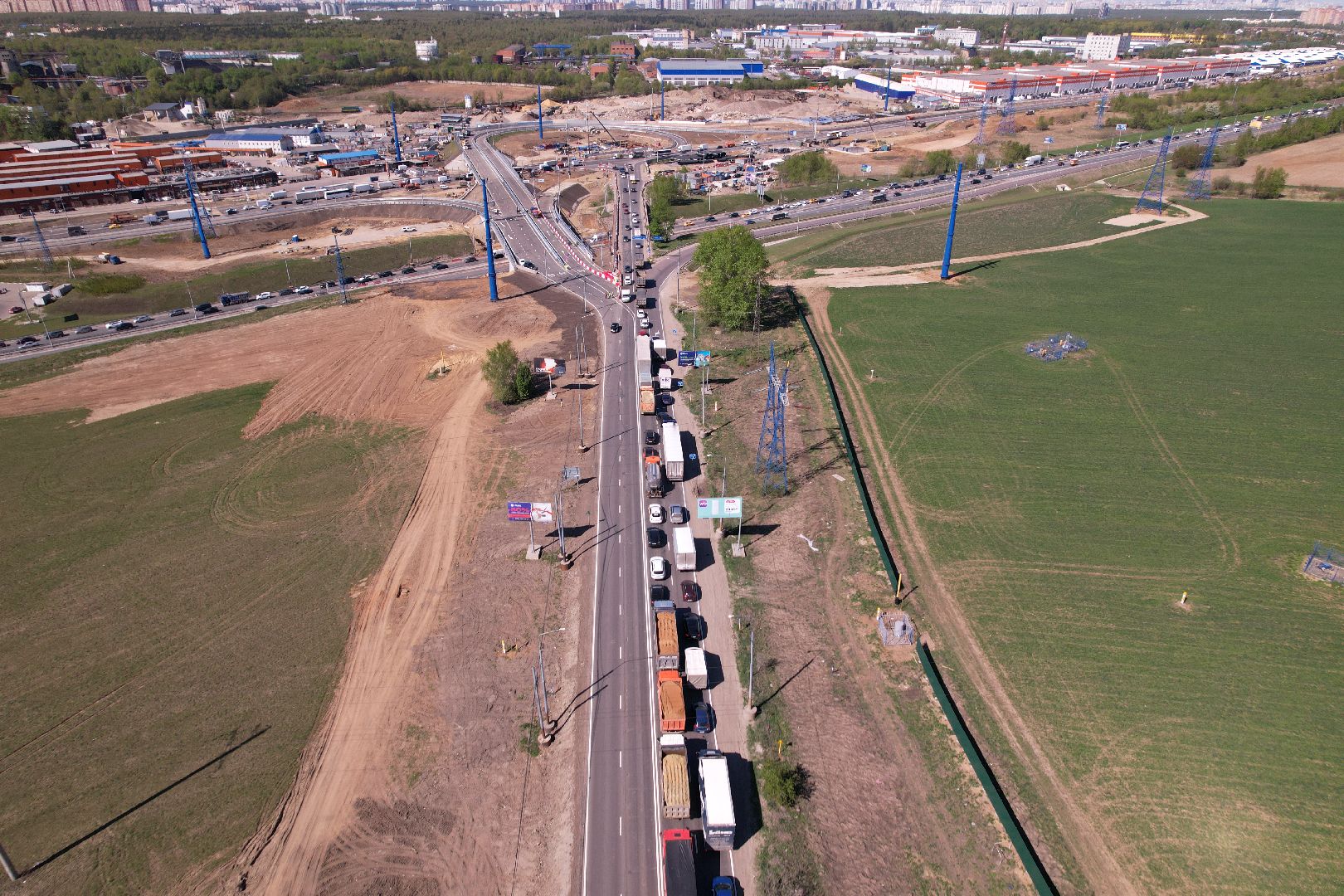 видео с коптера, дороги подмосковья, развязка каширского и володарского шоссе,