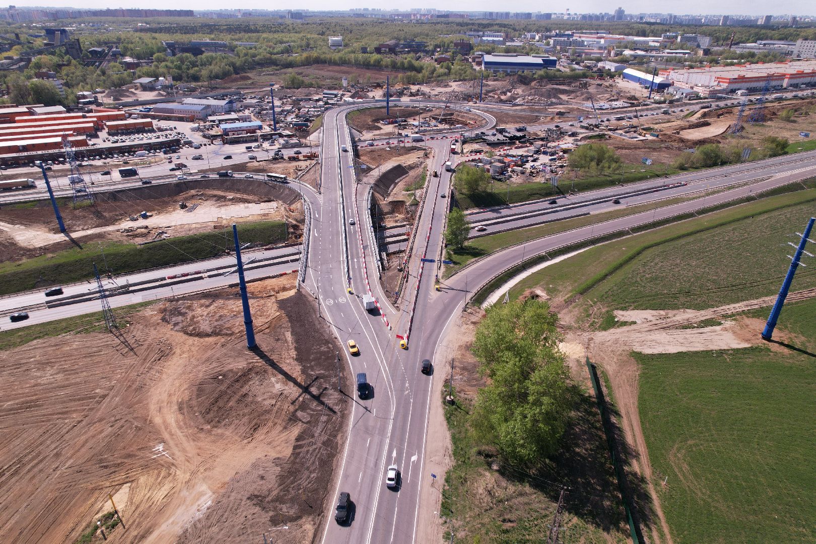 видео с коптера, дороги подмосковья, развязка каширского и володарского шоссе,