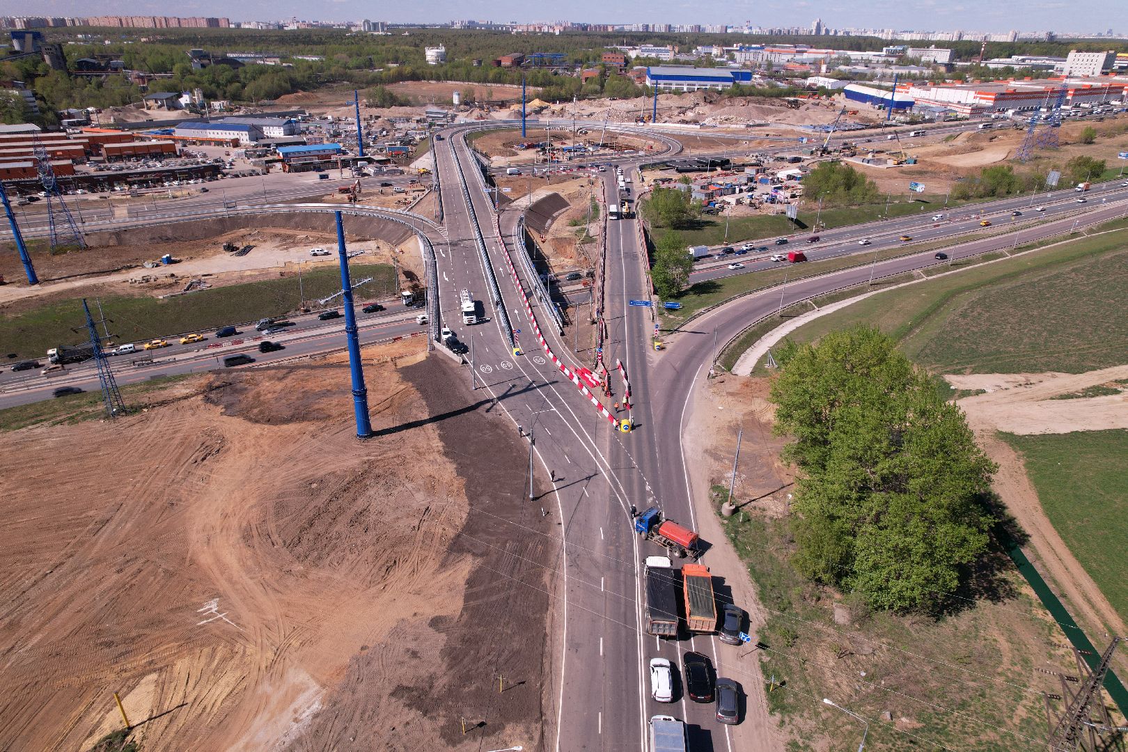 видео с коптера, дороги подмосковья, развязка каширского и володарского шоссе,