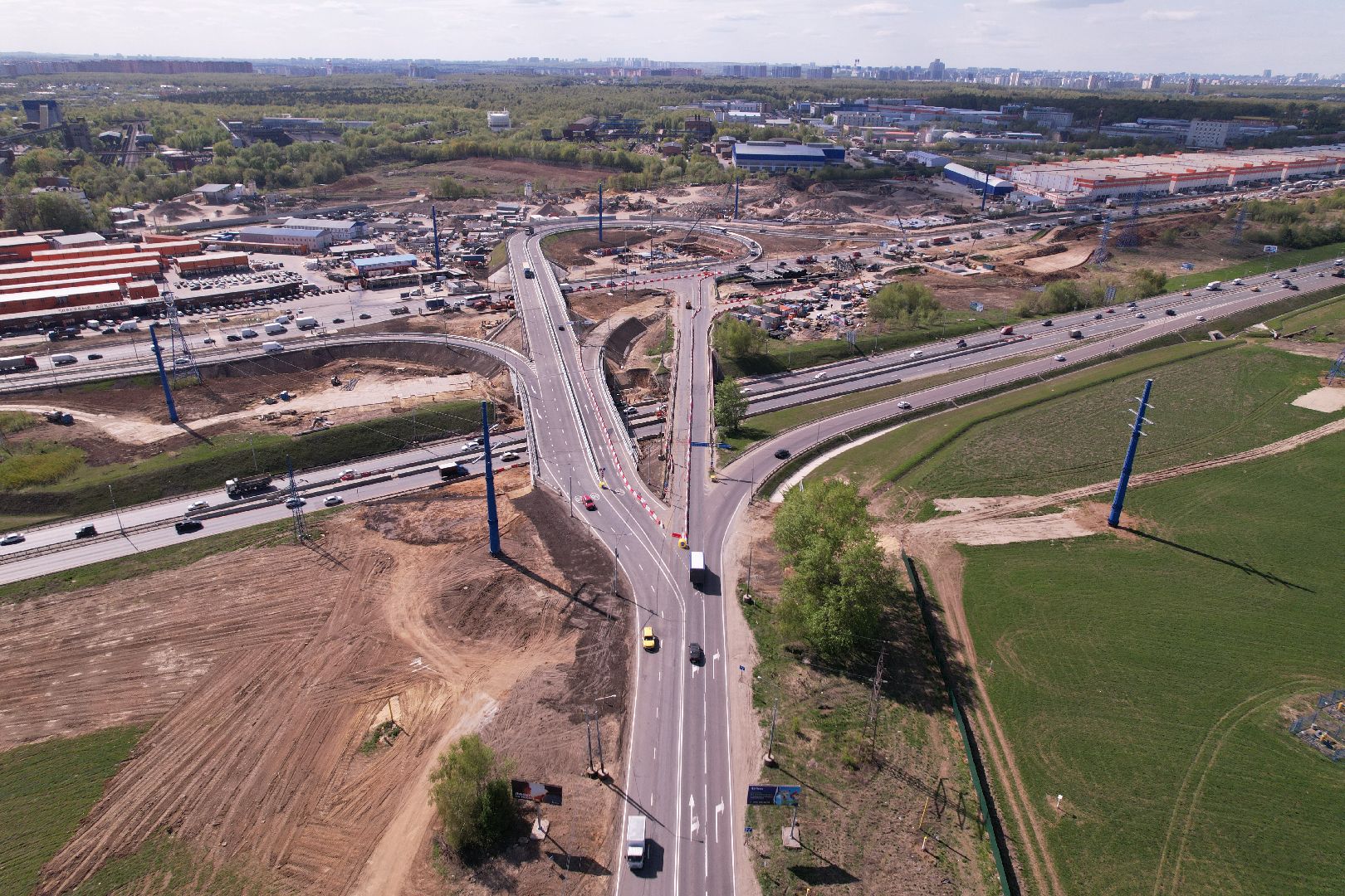 видео с коптера, дороги подмосковья, развязка каширского и володарского шоссе,