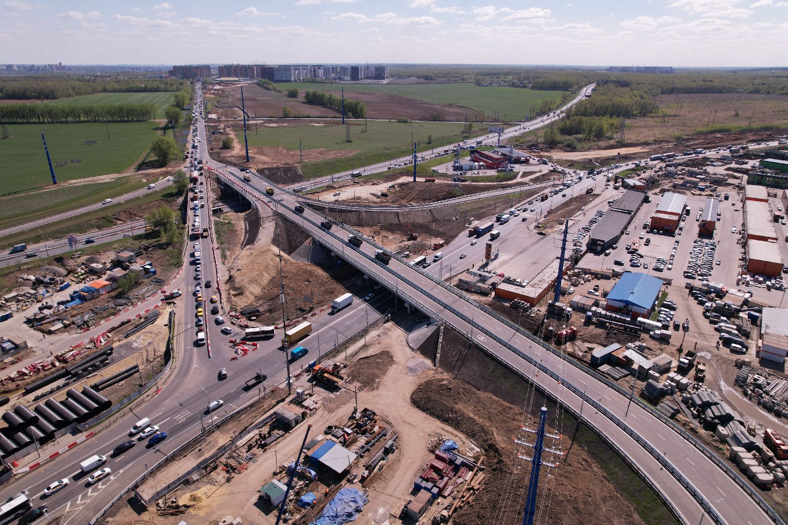 видео с коптера, дороги подмосковья, развязка каширского и володарского шоссе,