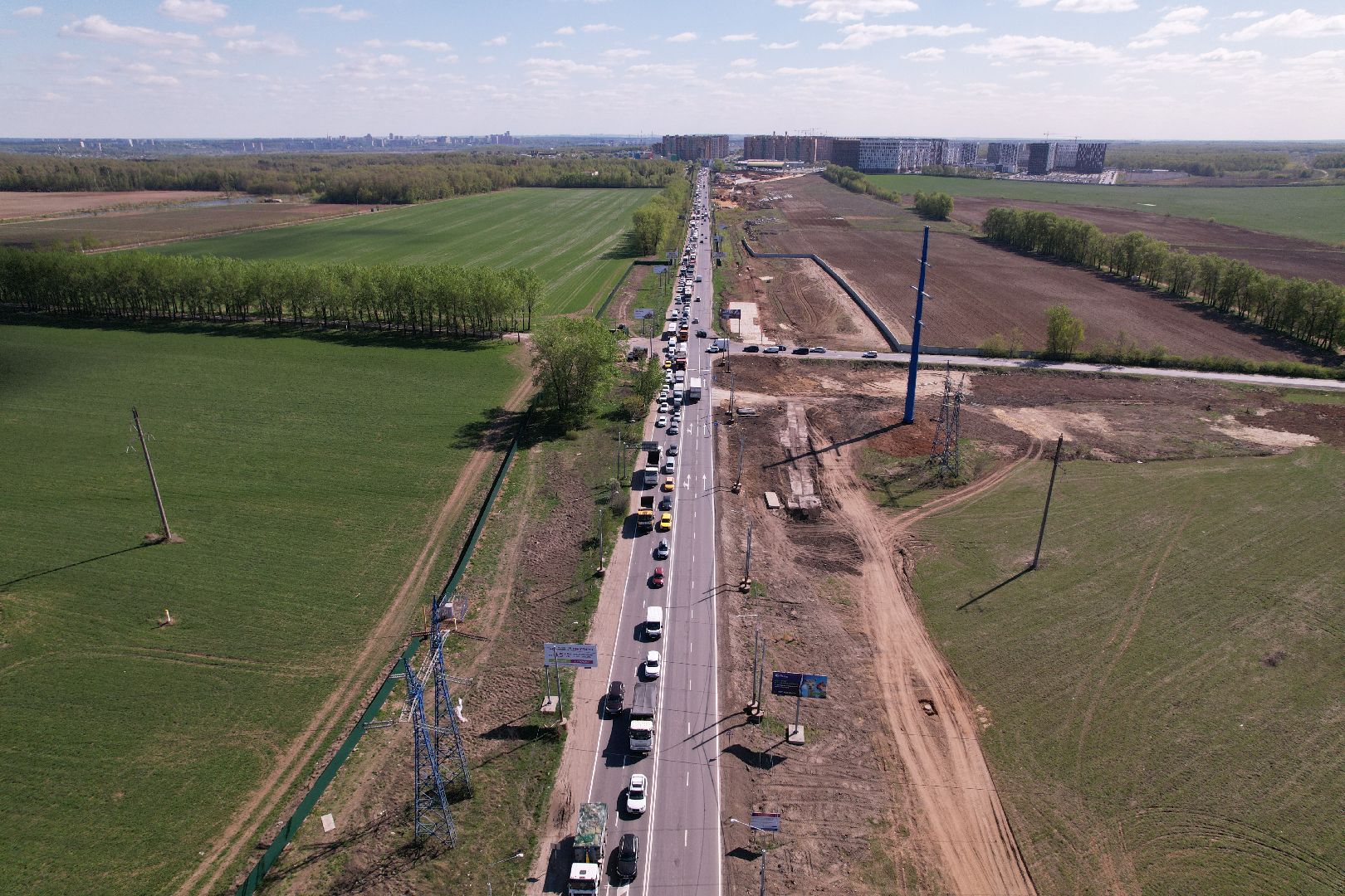 видео с коптера, дороги подмосковья, развязка каширского и володарского шоссе,