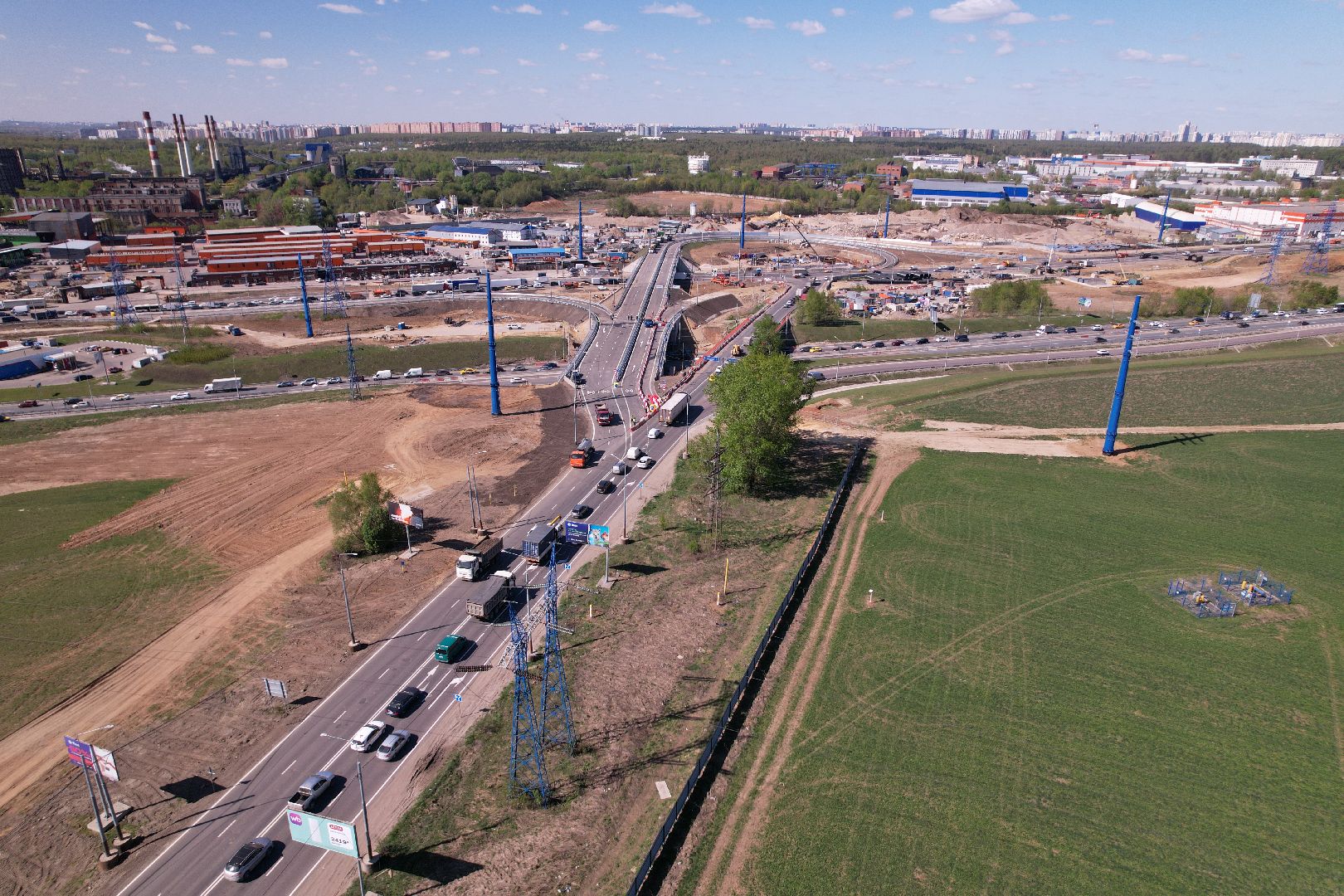 видео с коптера, дороги подмосковья, развязка каширского и володарского шоссе,