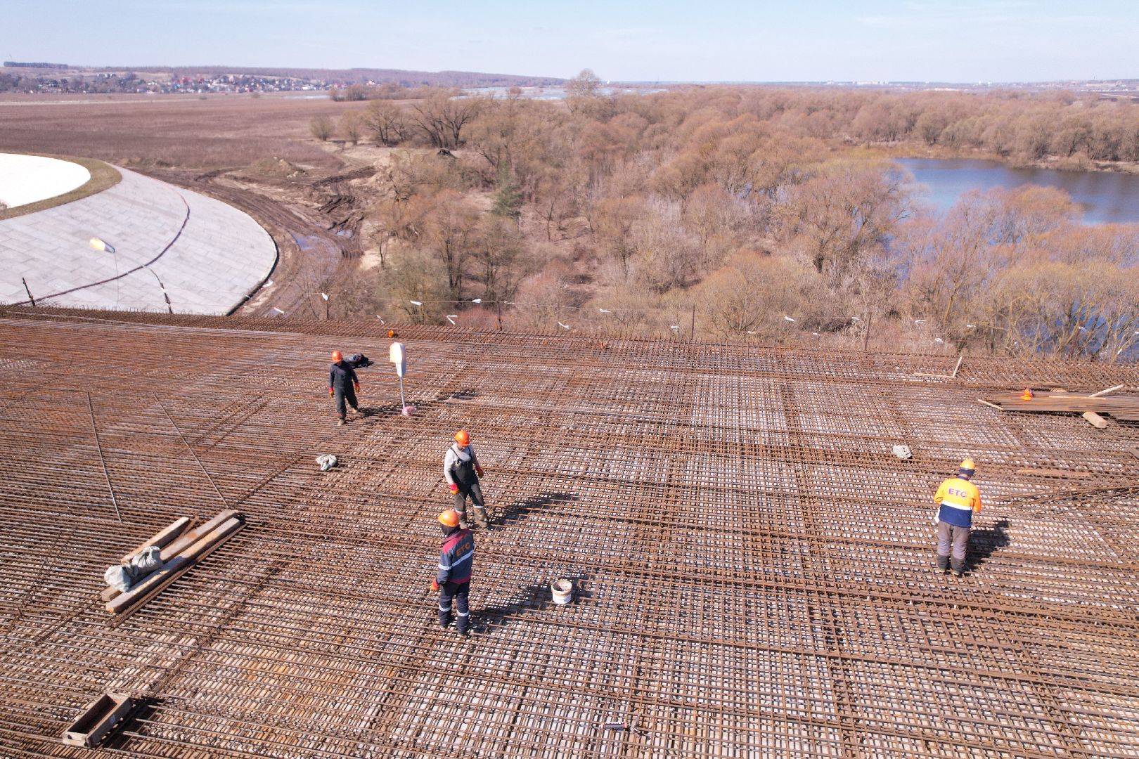 видео с коптера, мост Подольских курсантов, ремонт моста в серпухове,