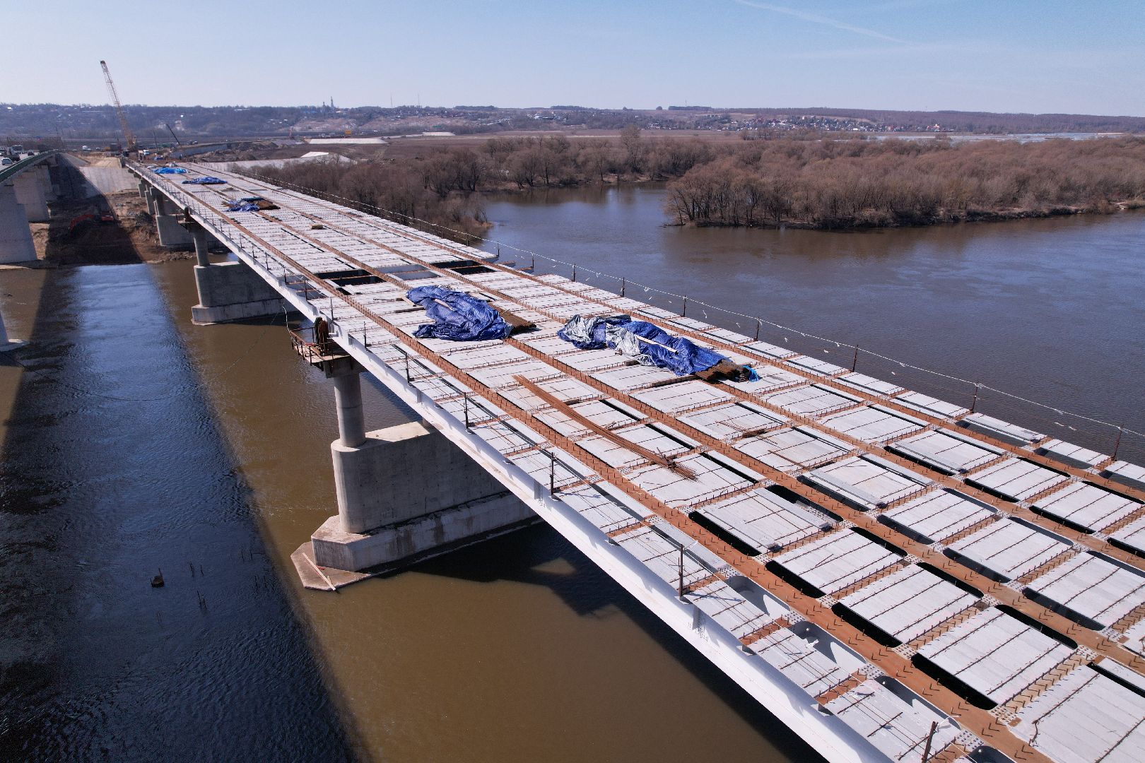 видео с коптера, мост Подольских курсантов, ремонт моста в серпухове,