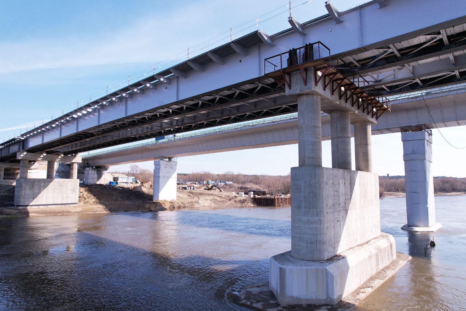 видео с коптера, мост Подольских курсантов, ремонт моста в серпухове,