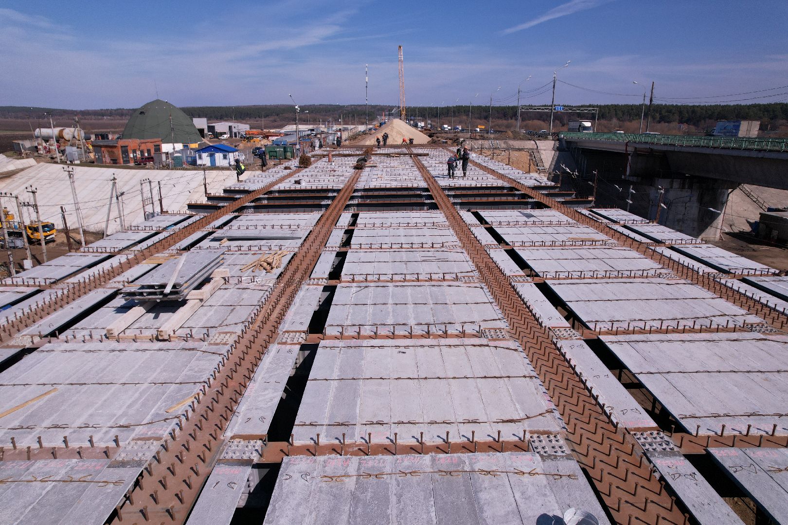 видео с коптера, мост Подольских курсантов, ремонт моста в серпухове,