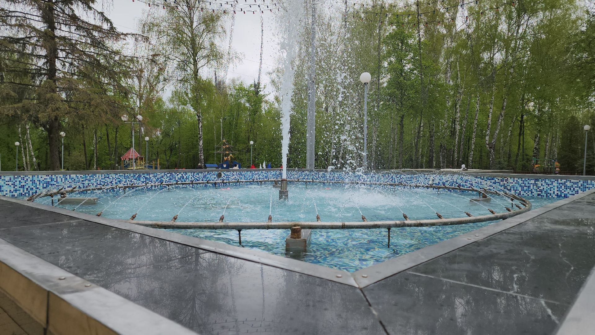 кашира, парк, фонтан, теплый сезон, благоустройство, озеленение,