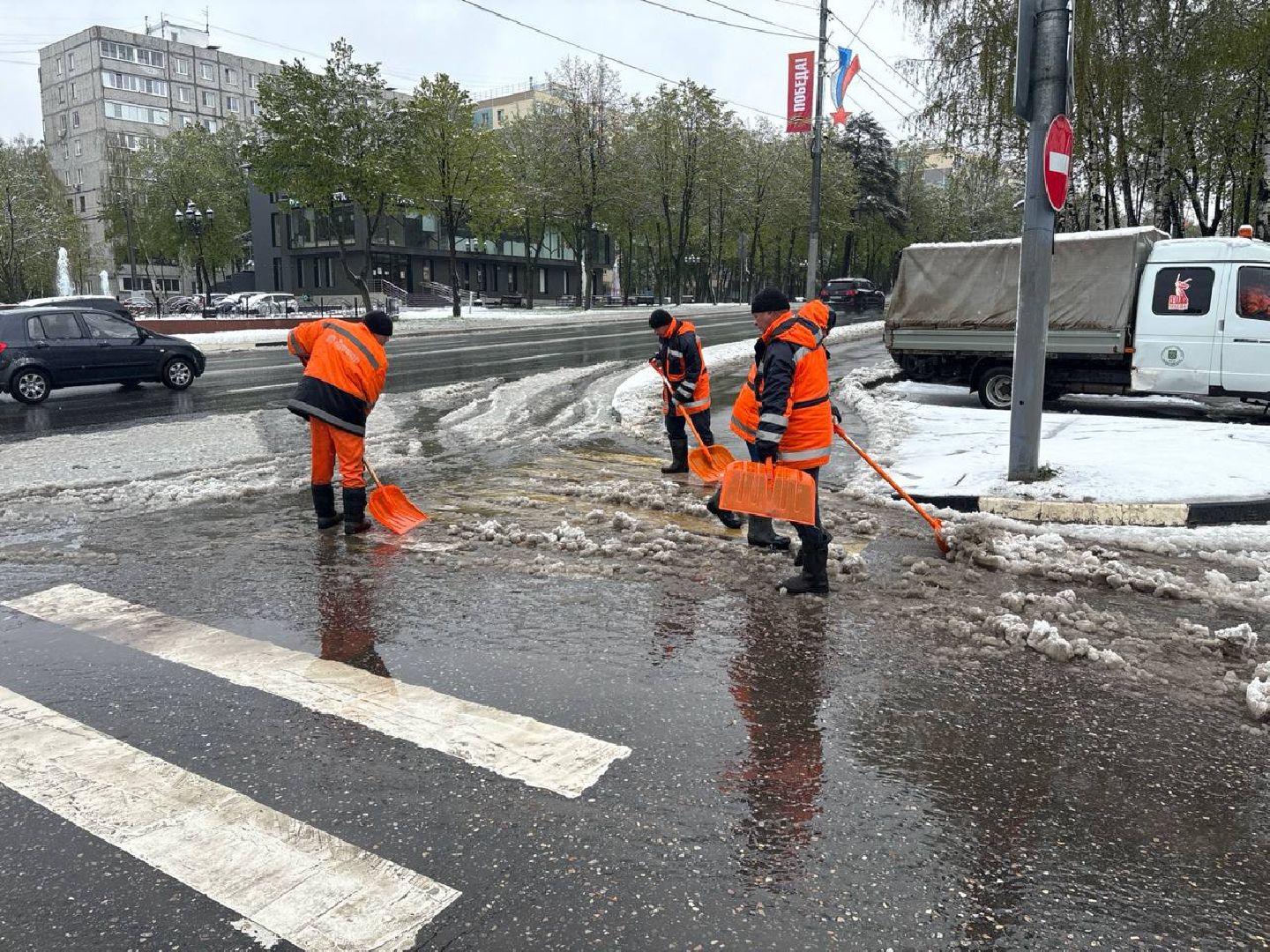 пушкино, снегопад, коммунальная служба,коммунальная техника,