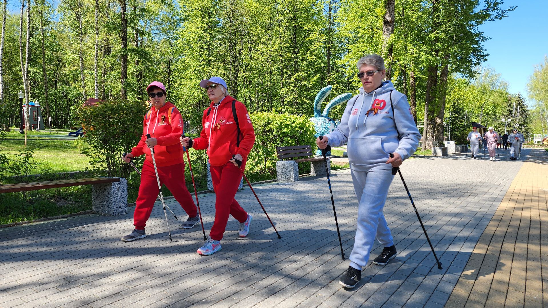 кашира, день победы, патриотическая акция, марш победы, скандинавская ходьба, активное долголетие,