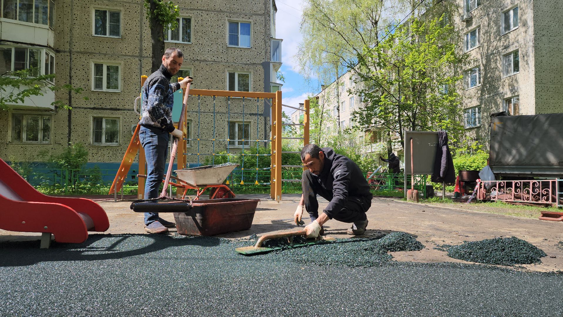 детская  площадка, резиновое покрытие, Лобня ,