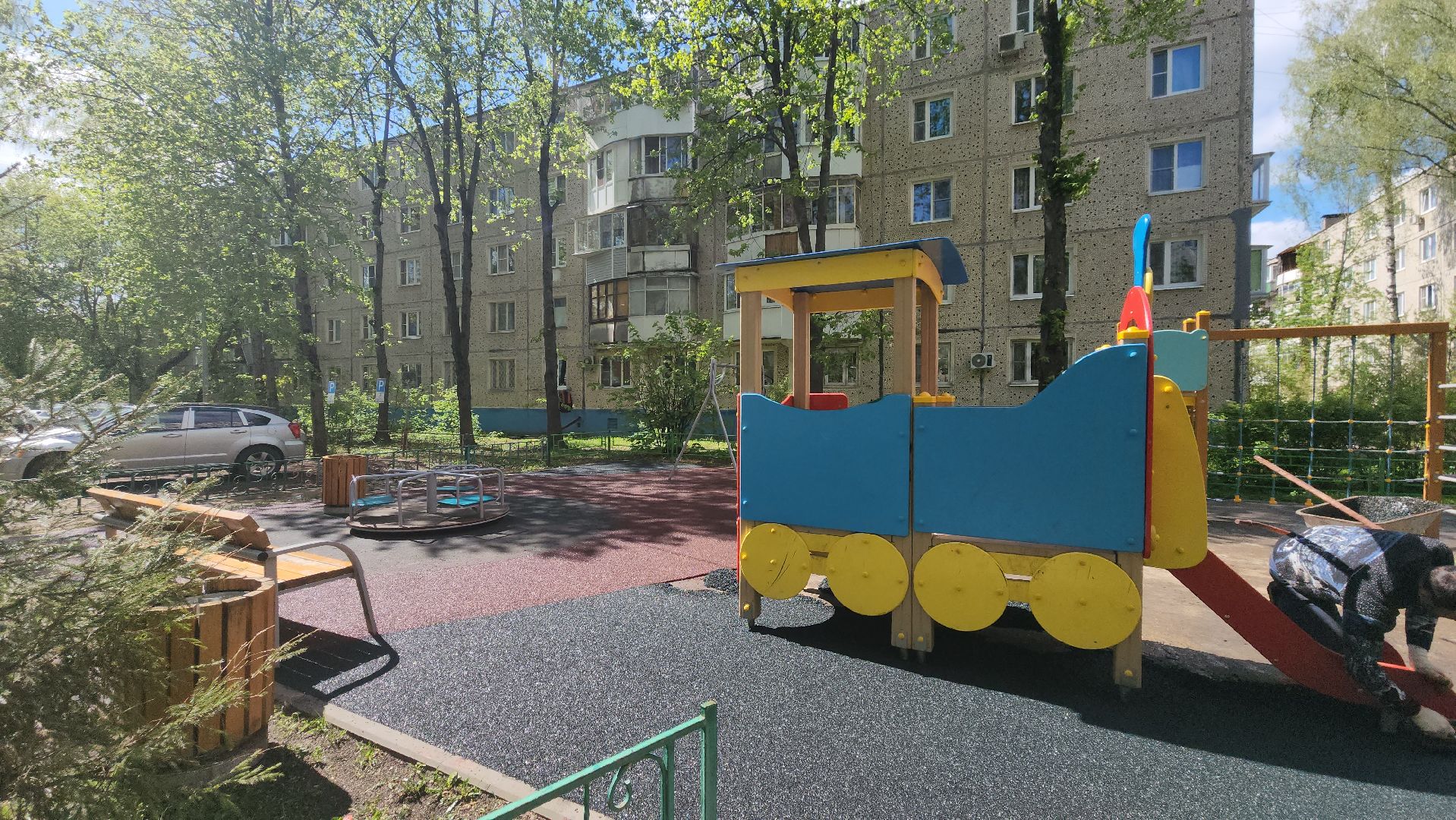 детская  площадка, резиновое покрытие, Лобня ,