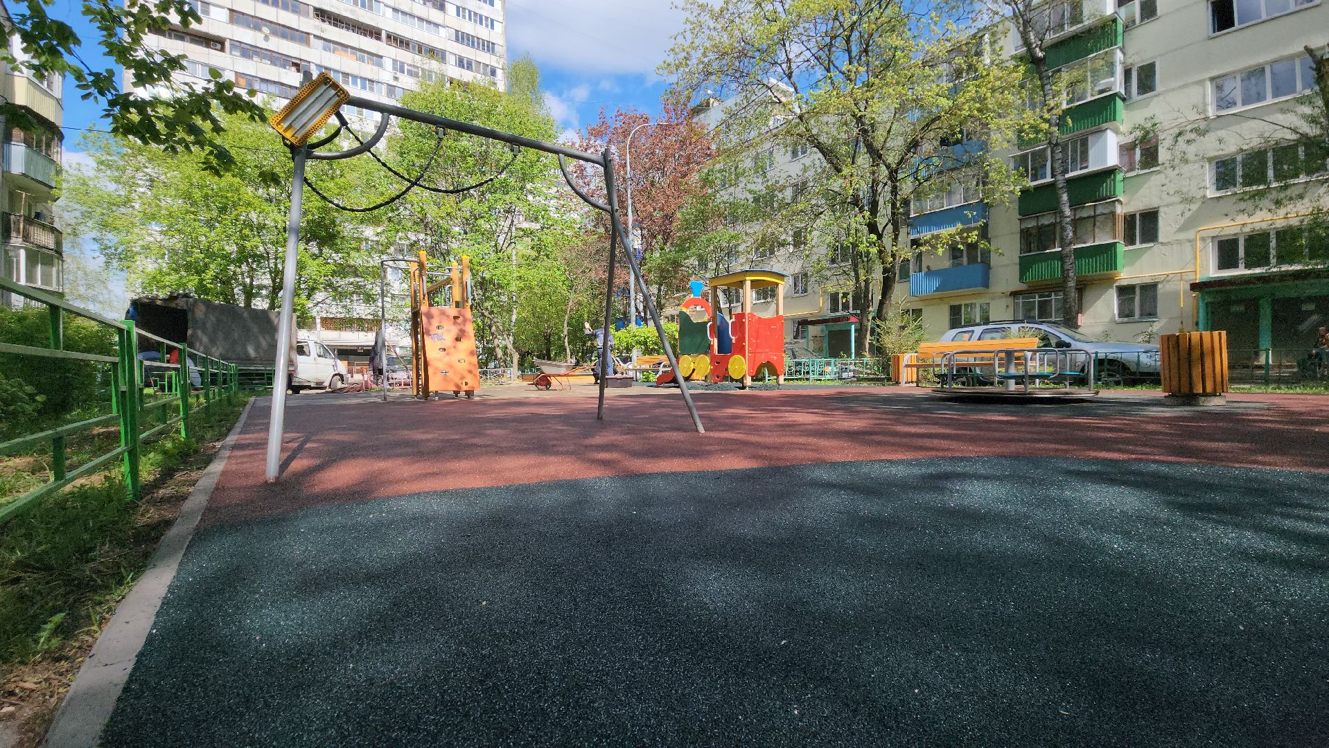 детская  площадка, резиновое покрытие, Лобня ,