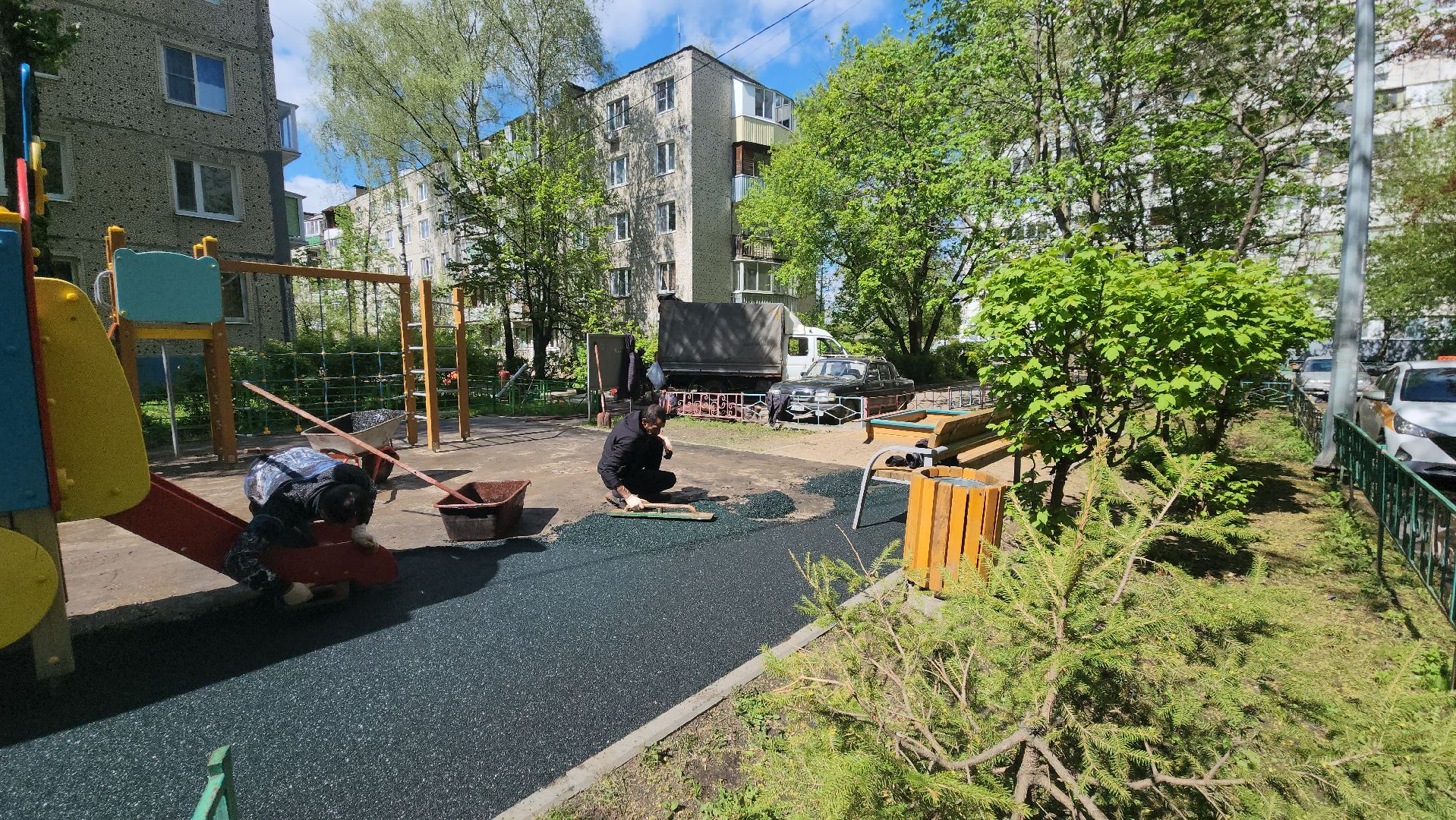 детская  площадка, резиновое покрытие, Лобня ,