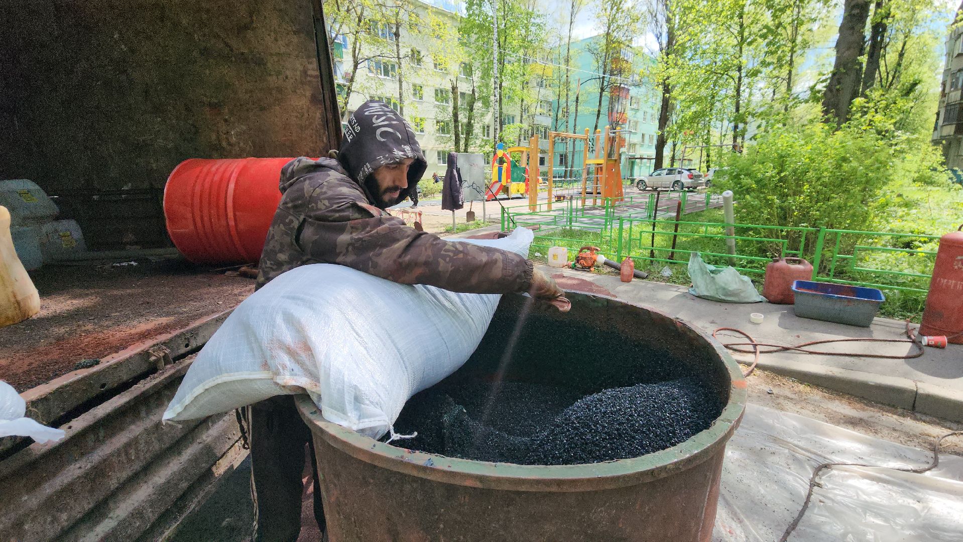 детская  площадка, резиновое покрытие, Лобня ,