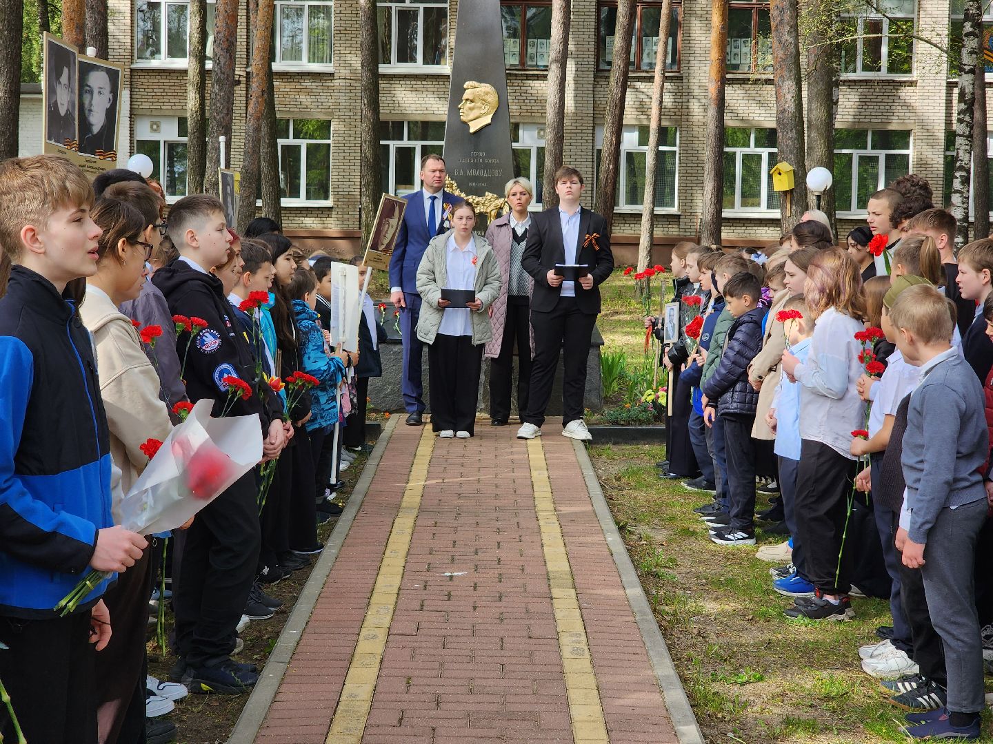 раменское, общество, возложение цветов к обелиску герою великой отечественной войны , мероприятие на территории кратовской школы 98,