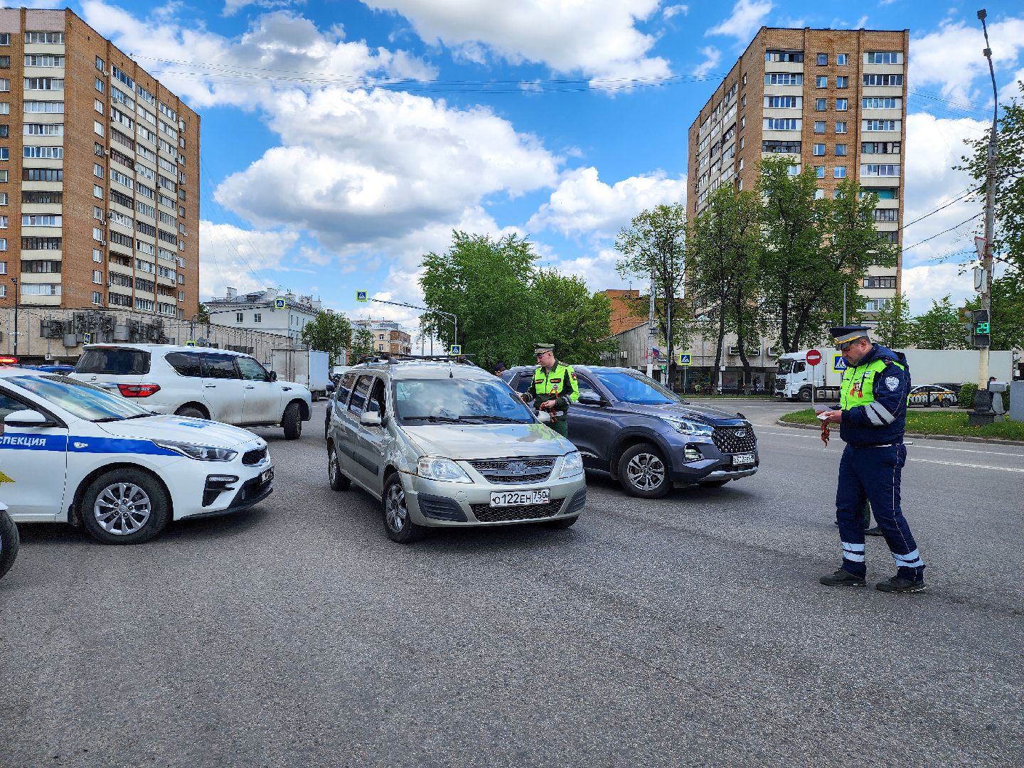 Подольск, георгиевская ленточка, всероссийская акция, полиция,гаи, ваи,