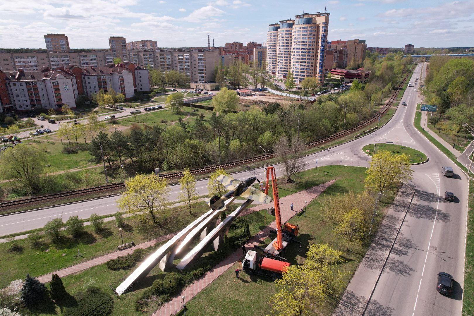 видео с коптера, памятник штурмовику ИЛ-2,