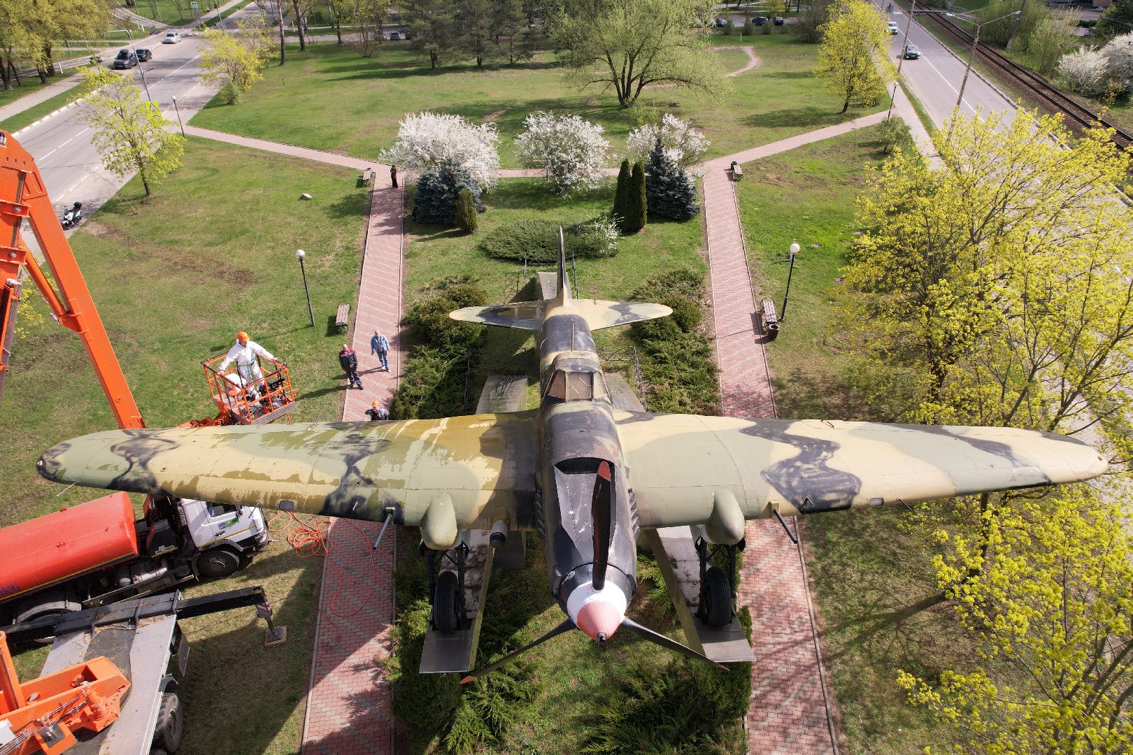 видео с коптера, памятник штурмовику ИЛ-2,