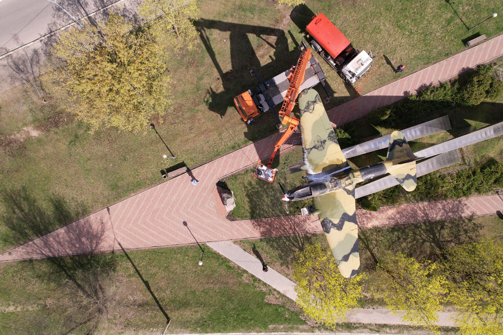 видео с коптера, памятник штурмовику ИЛ-2,