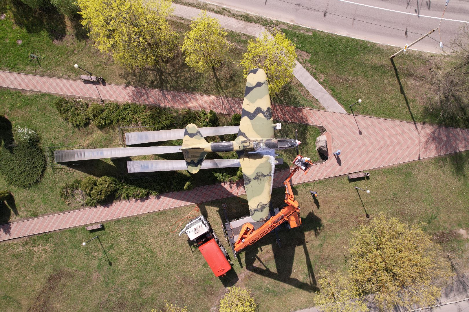 видео с коптера, памятник штурмовику ИЛ-2,