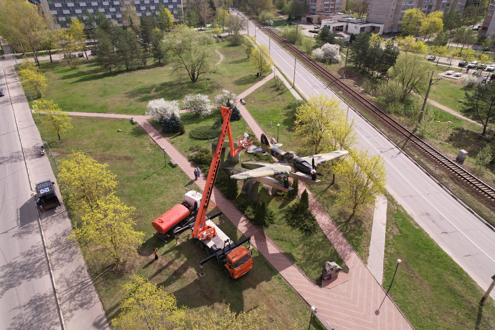 видео с коптера, памятник штурмовику ИЛ-2,