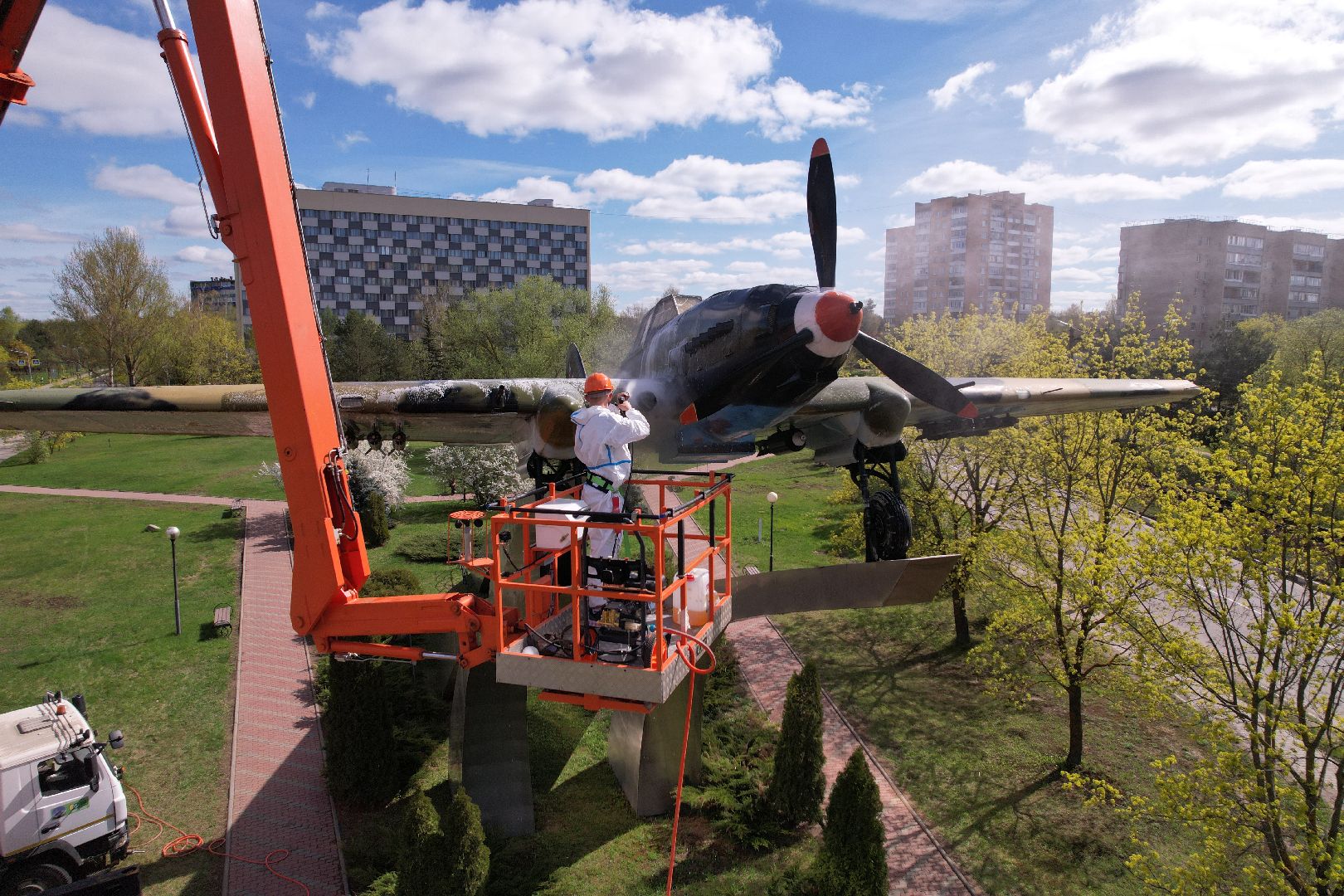 видео с коптера, памятник штурмовику ИЛ-2,