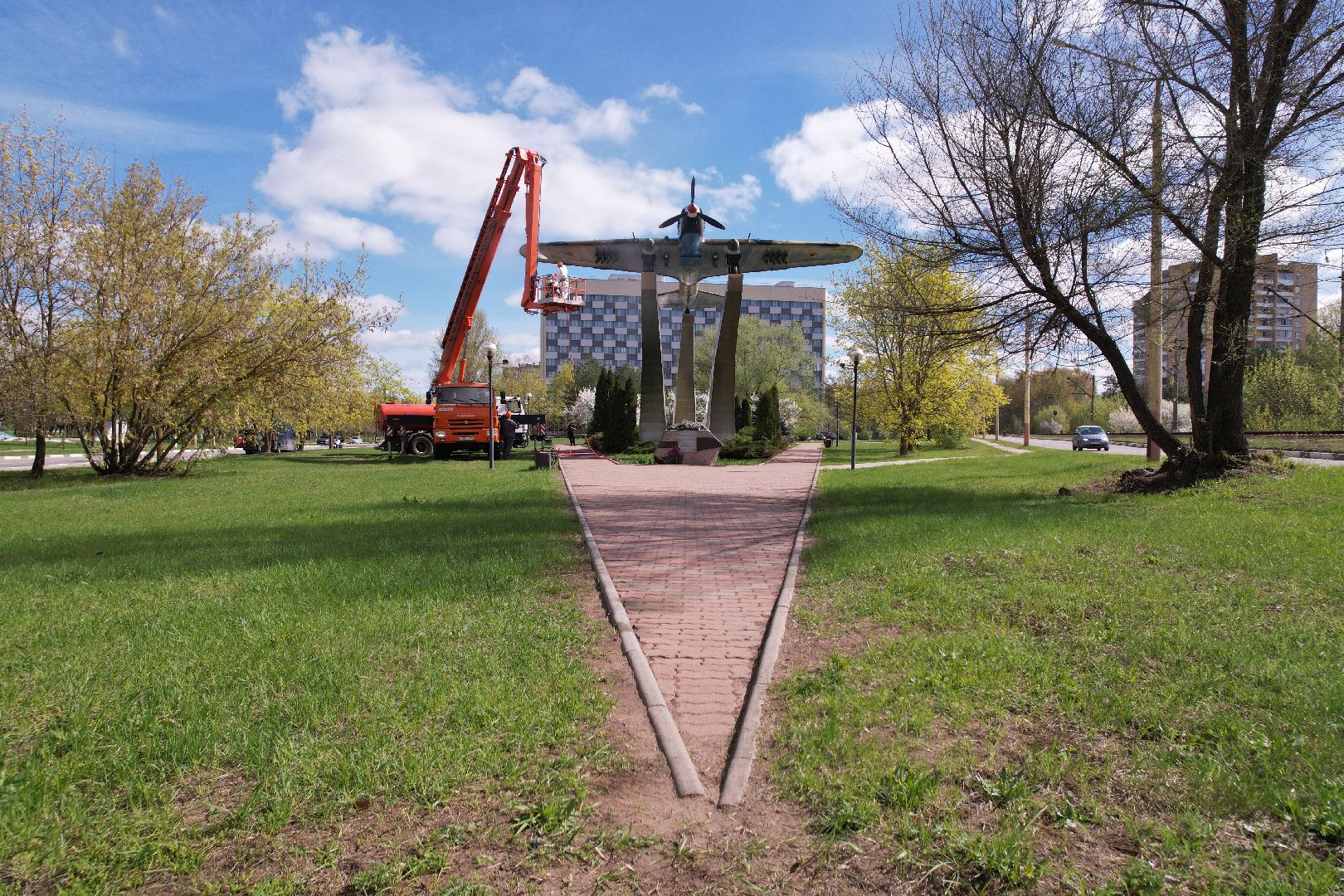 видео с коптера, памятник штурмовику ИЛ-2,