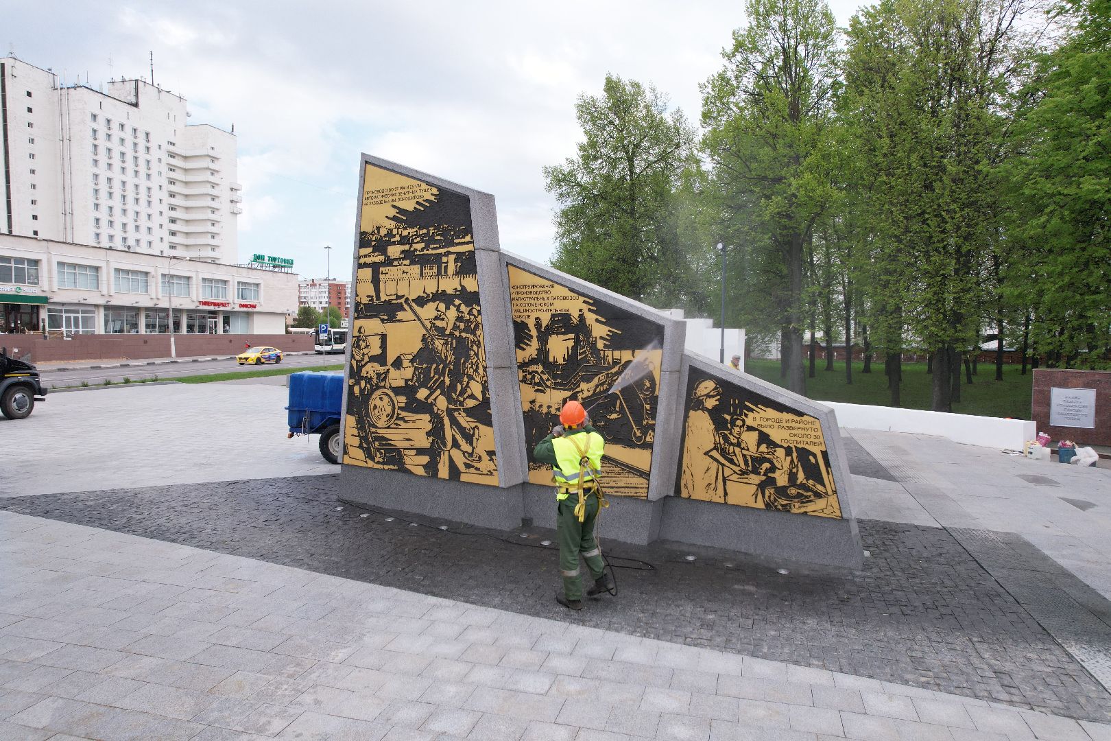 видео с коптера, стела город трудовой доблести, мемориальный парк коломны,