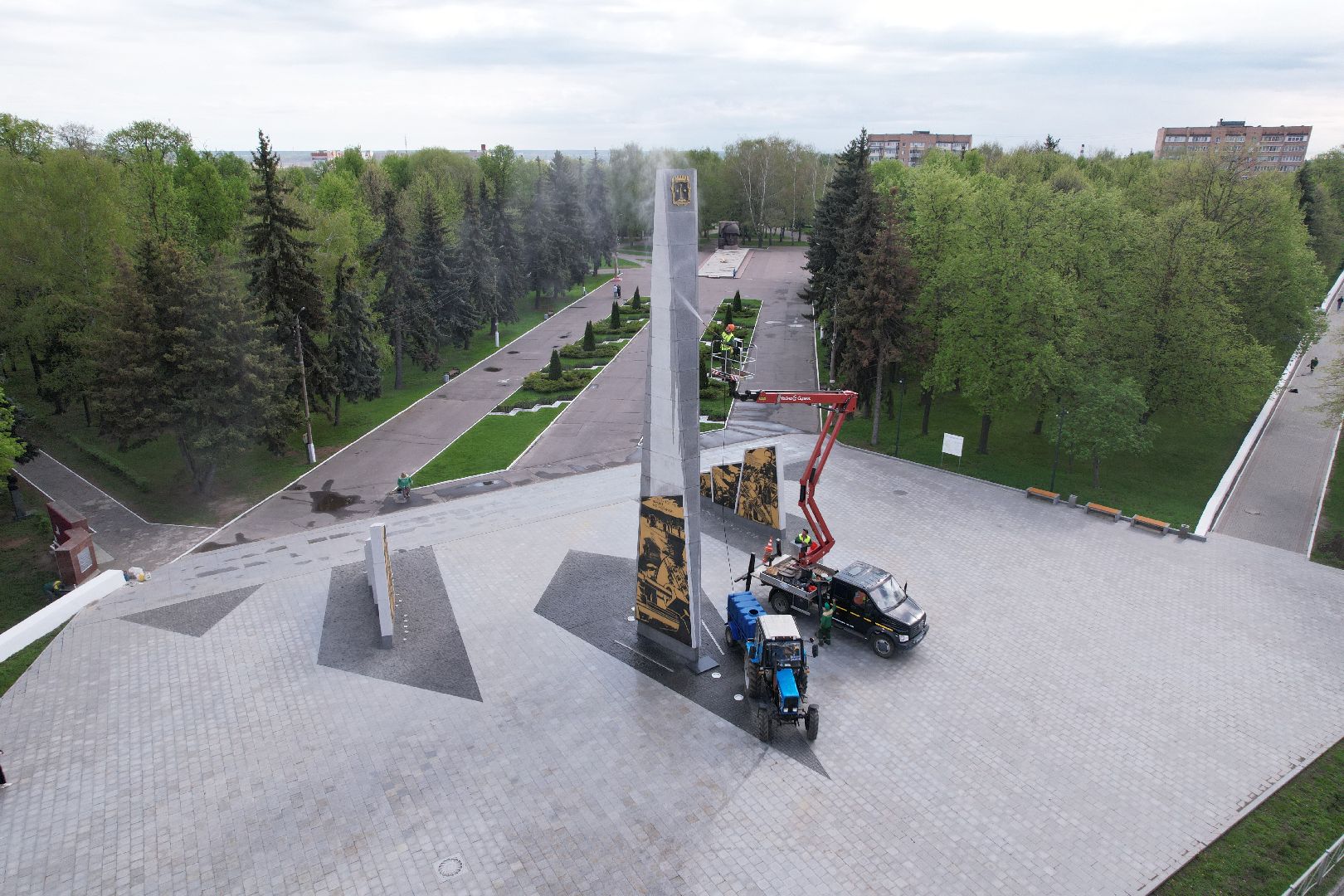 видео с коптера, стела город трудовой доблести, мемориальный парк коломны,