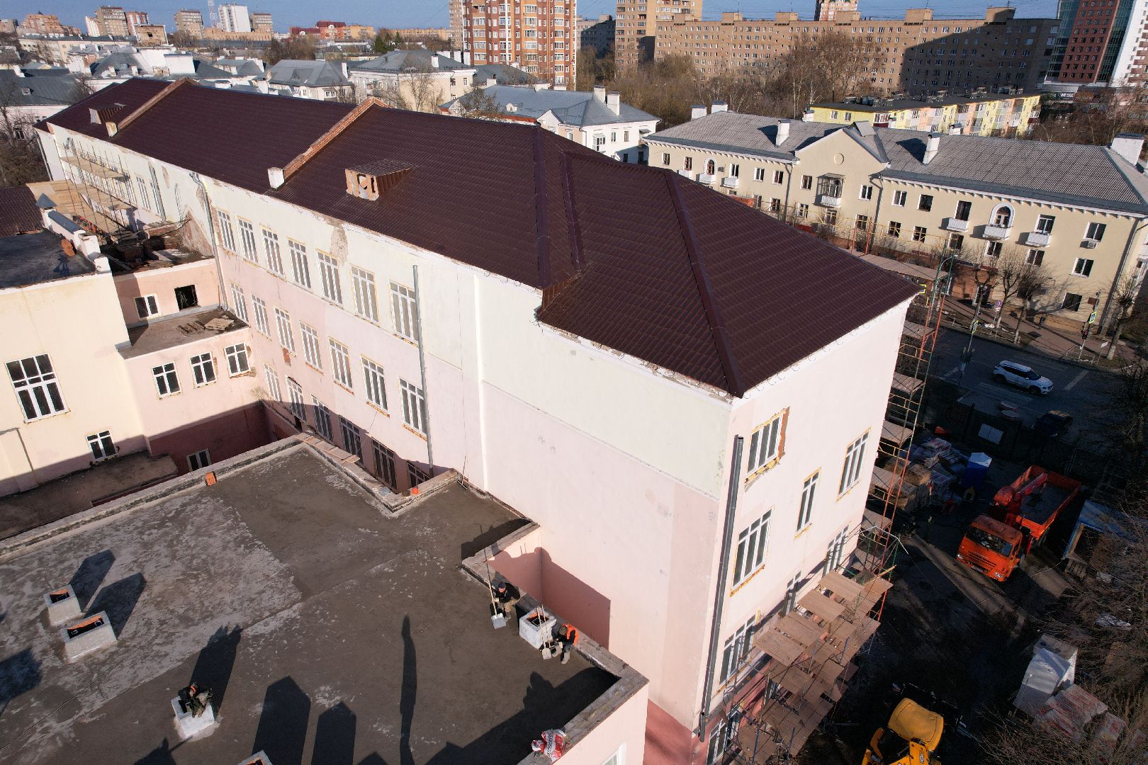 видео с коптера, капремонт школы 1 в серпухове,