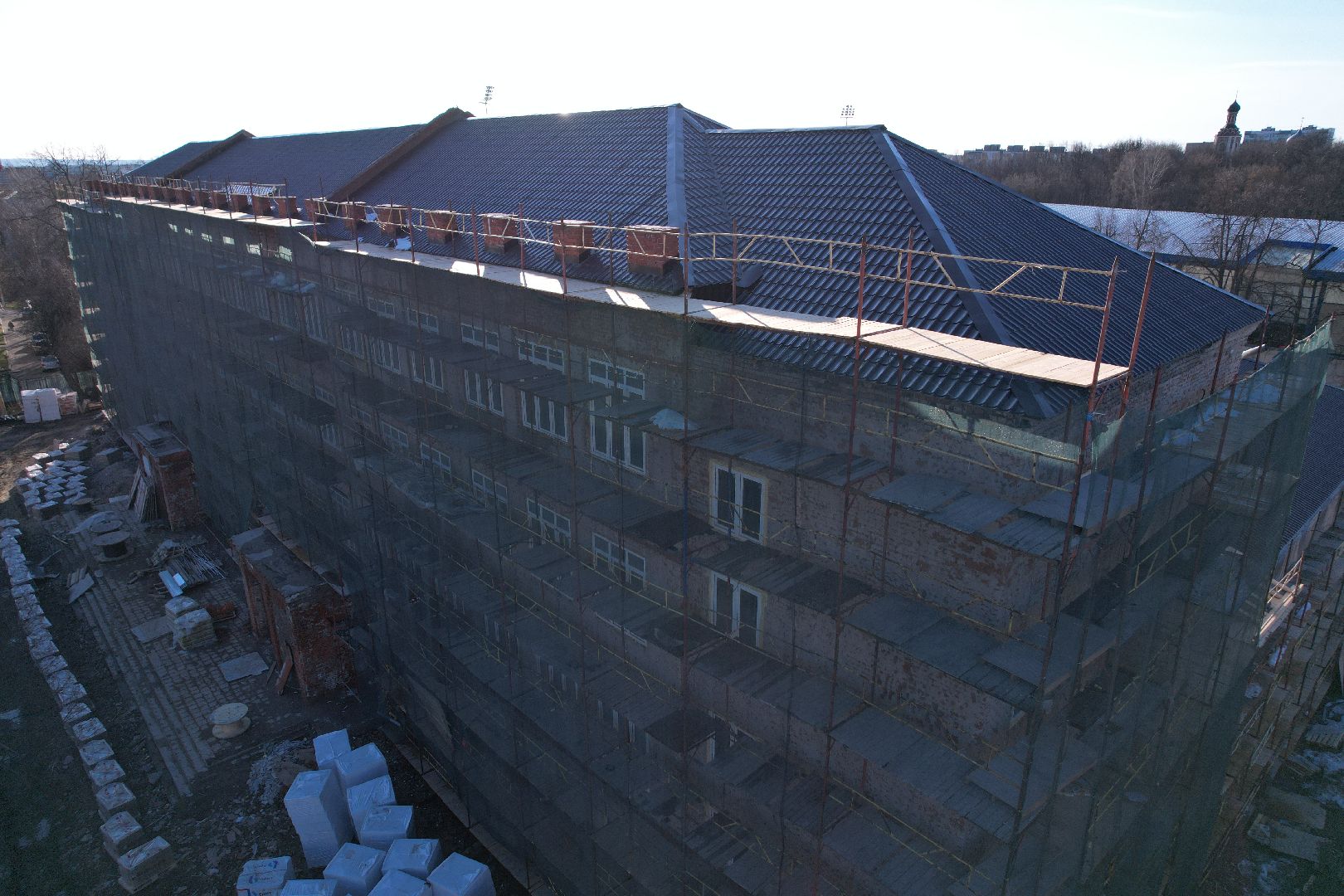 видео с коптера, капремонт школы 1 в серпухове,