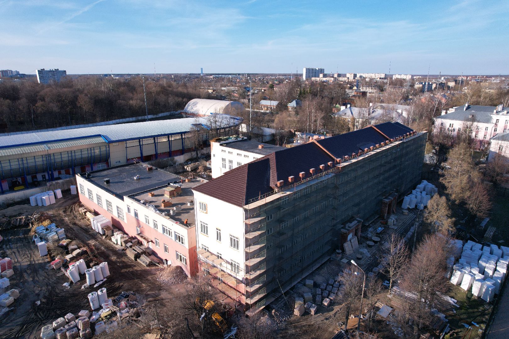 видео с коптера, капремонт школы 1 в серпухове,