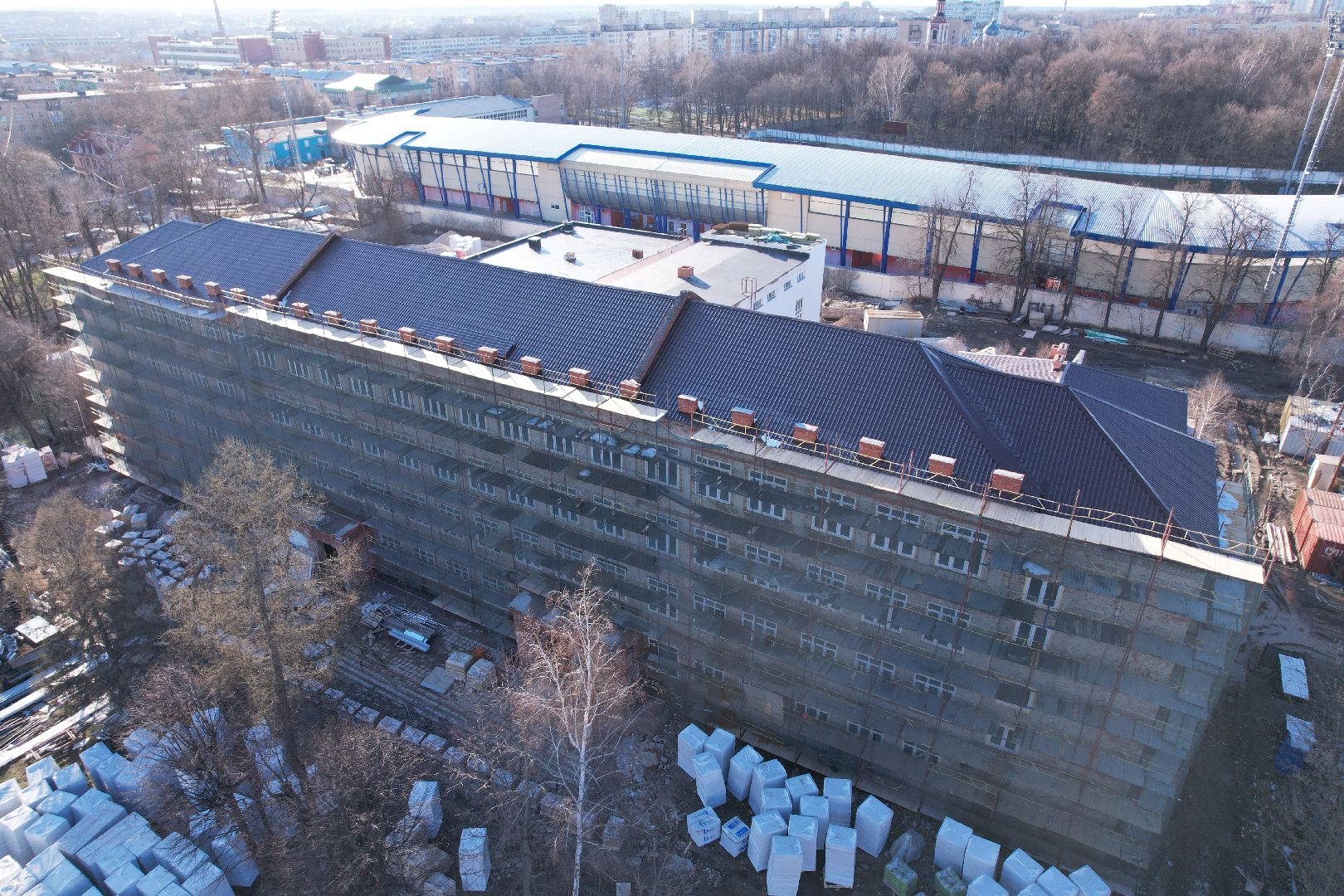 видео с коптера, капремонт школы 1 в серпухове,