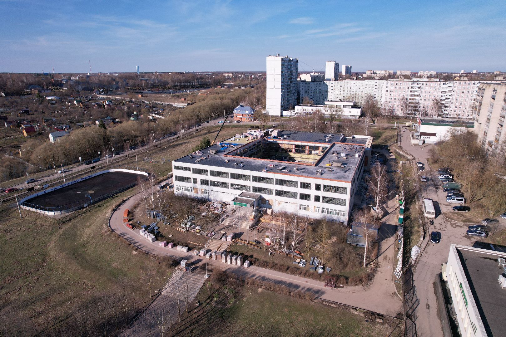 видео с коптера, капремонт школы 2 в серпухове,