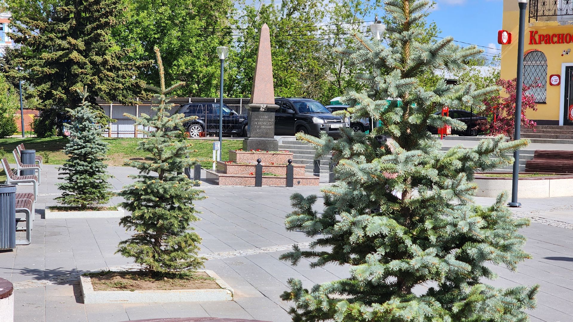 кашира, благоустройство, 9 мая, день победы, флаги, георгиевская лента,