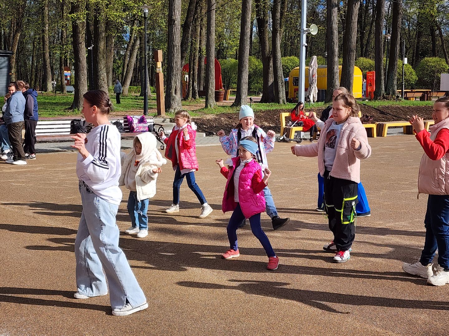 сергиев посад,скитские пруды, флешмоб в парке, 80-летие победы,