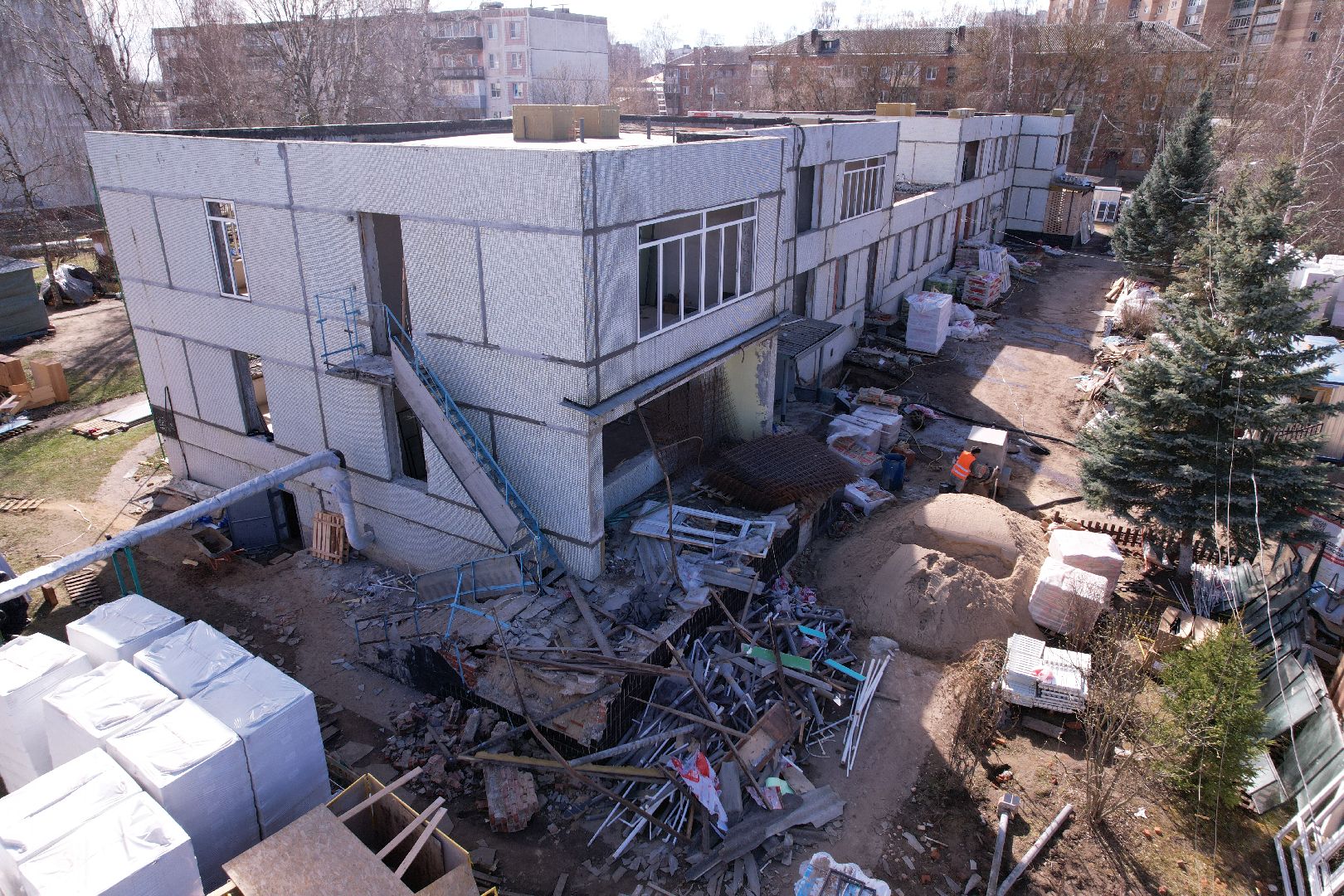 видео с коптера, детский сад улыбка, ремонт детского сада серпухов,