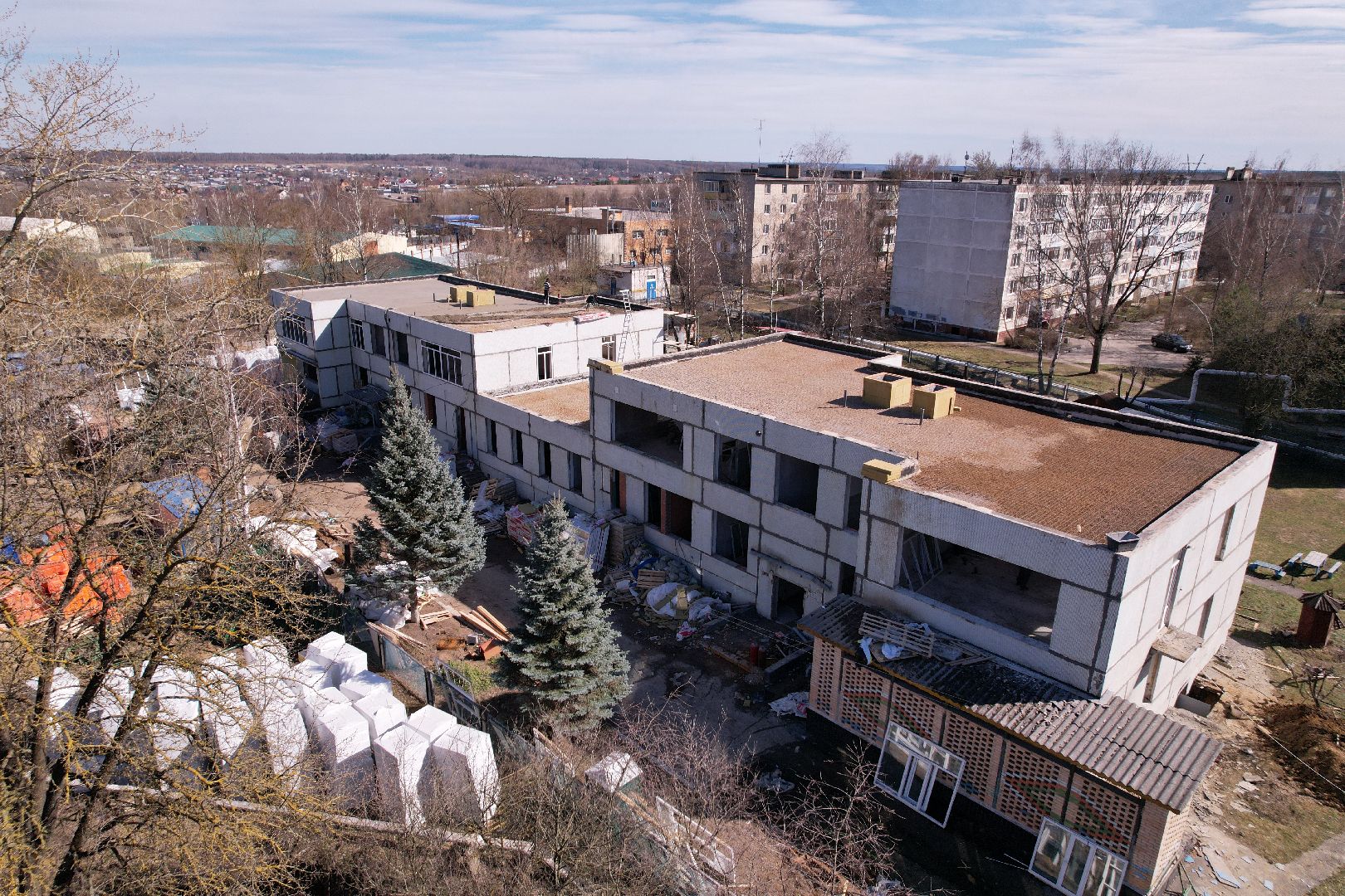видео с коптера, детский сад улыбка, ремонт детского сада серпухов,