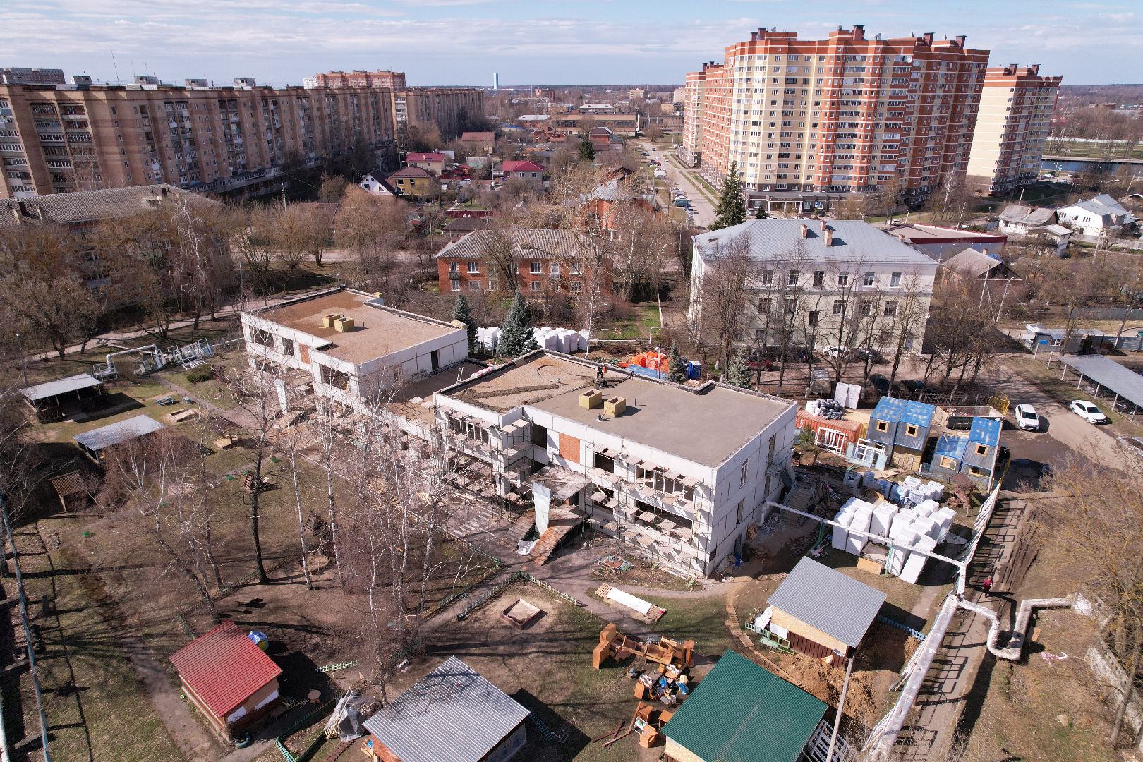 видео с коптера, детский сад улыбка, ремонт детского сада серпухов,