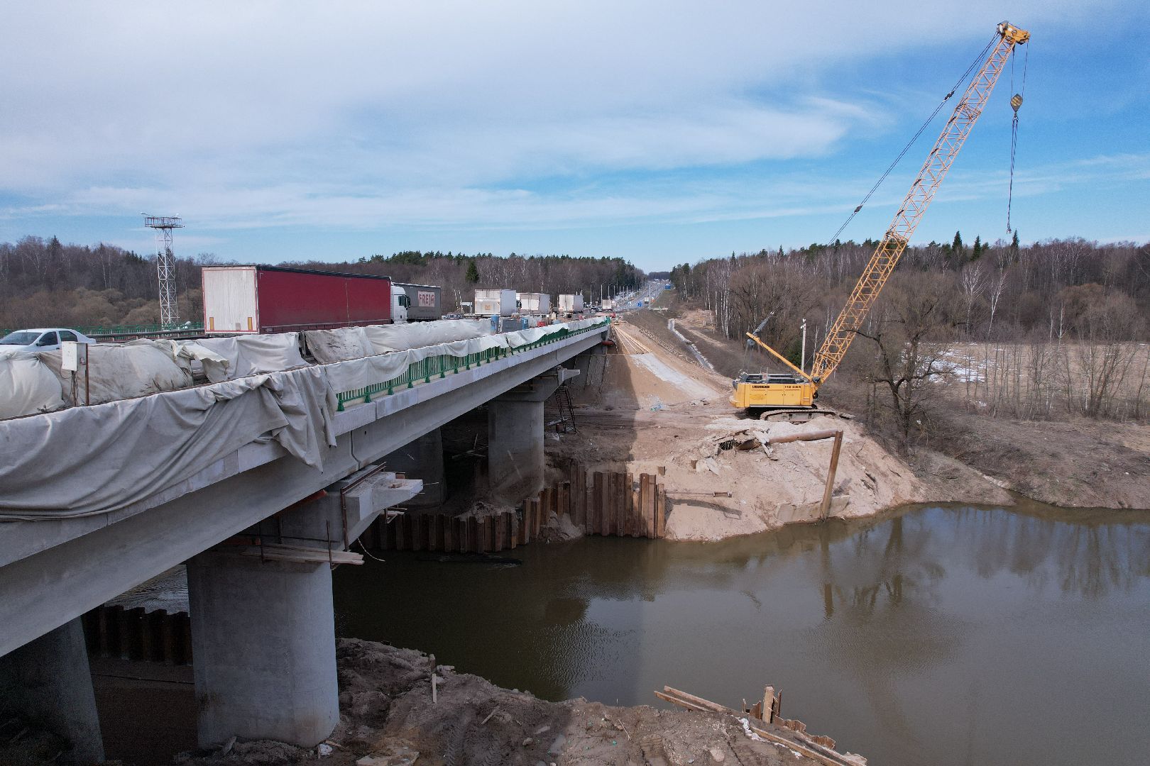 видео с коптера, мост через реку нара, мост в серпухове,