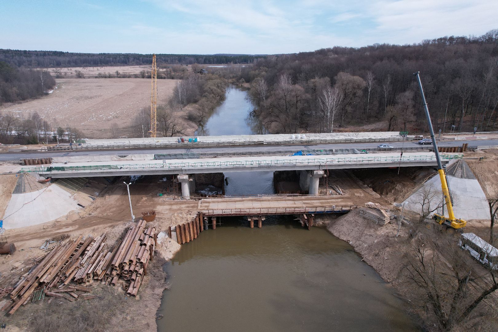 видео с коптера, мост через реку нара, мост в серпухове,