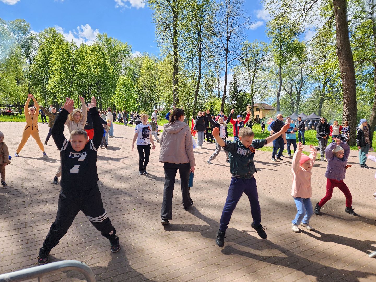 Чехов, городской парк, мастер-классы, рисование цветным песком, плетение сетей, маскировочные халаты, выставка оружия, спортивный мастер-класс, бокс, Эдуард Трояновский, День Победы,