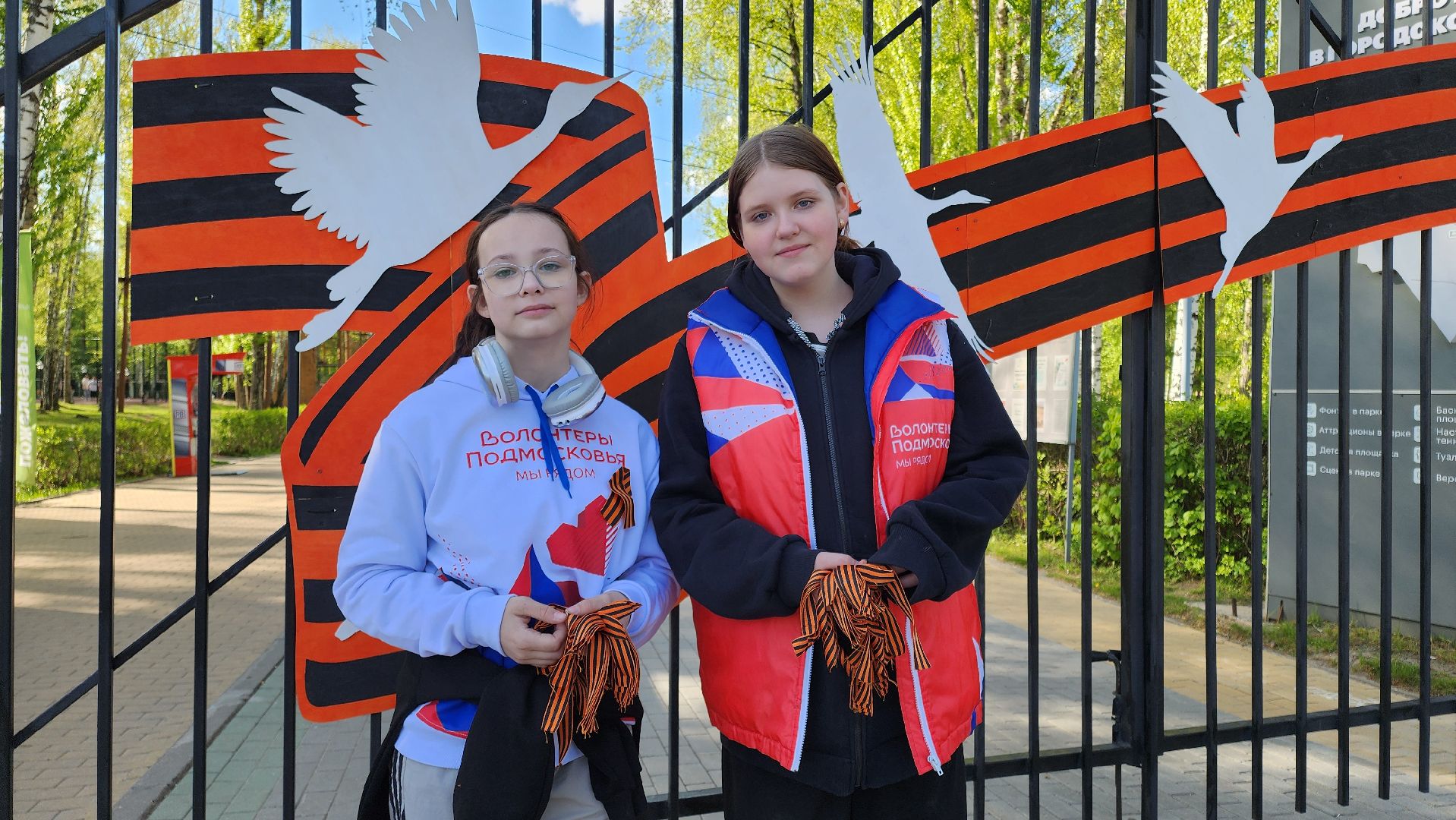 кашира, 9 мая, день победы, волонтеры, георгиевская лента, акция,  парк,