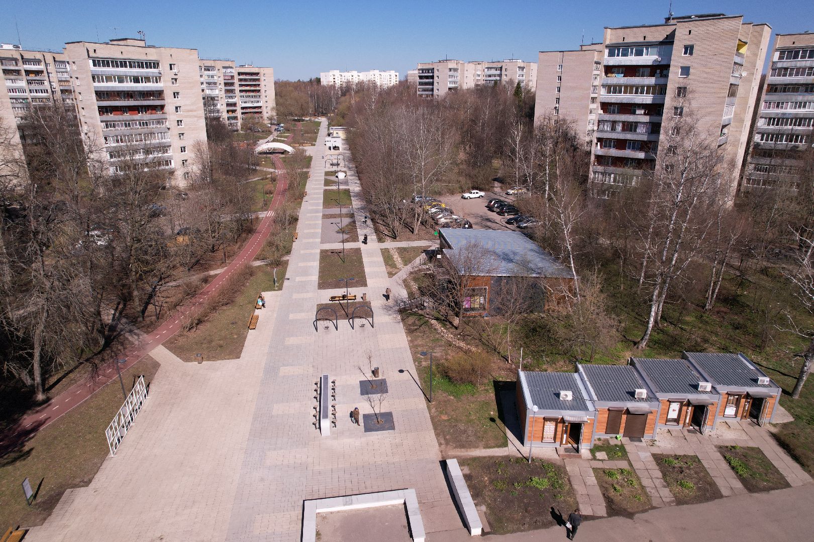 видео с коптера, лесной бульвар в протвине,