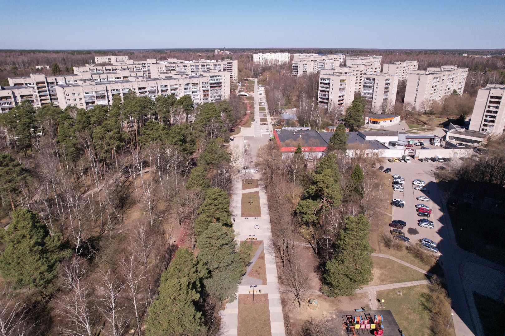 видео с коптера, лесной бульвар в протвине,