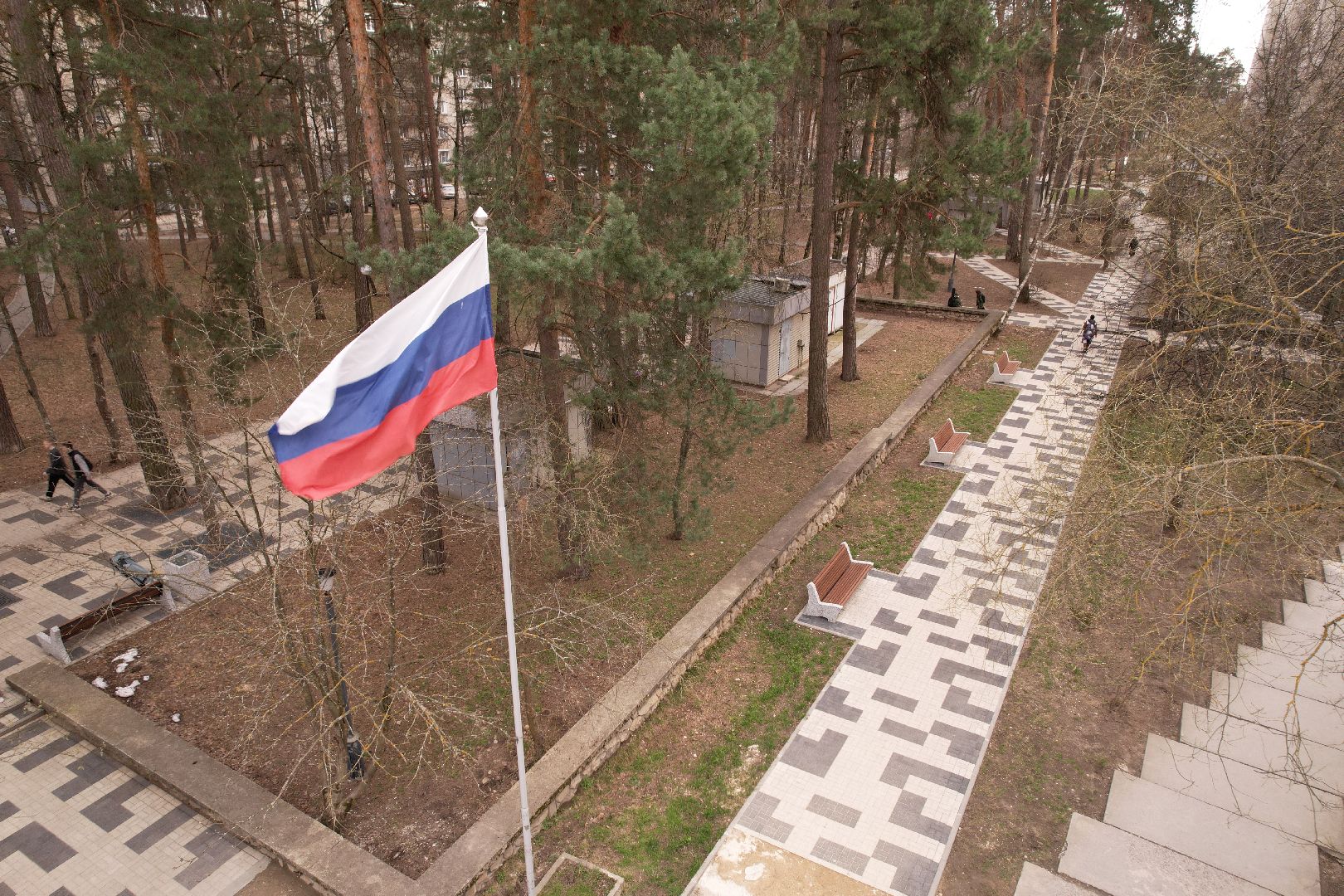 видео с коптера, пешеходная зона на улице Ленина в Протвине,